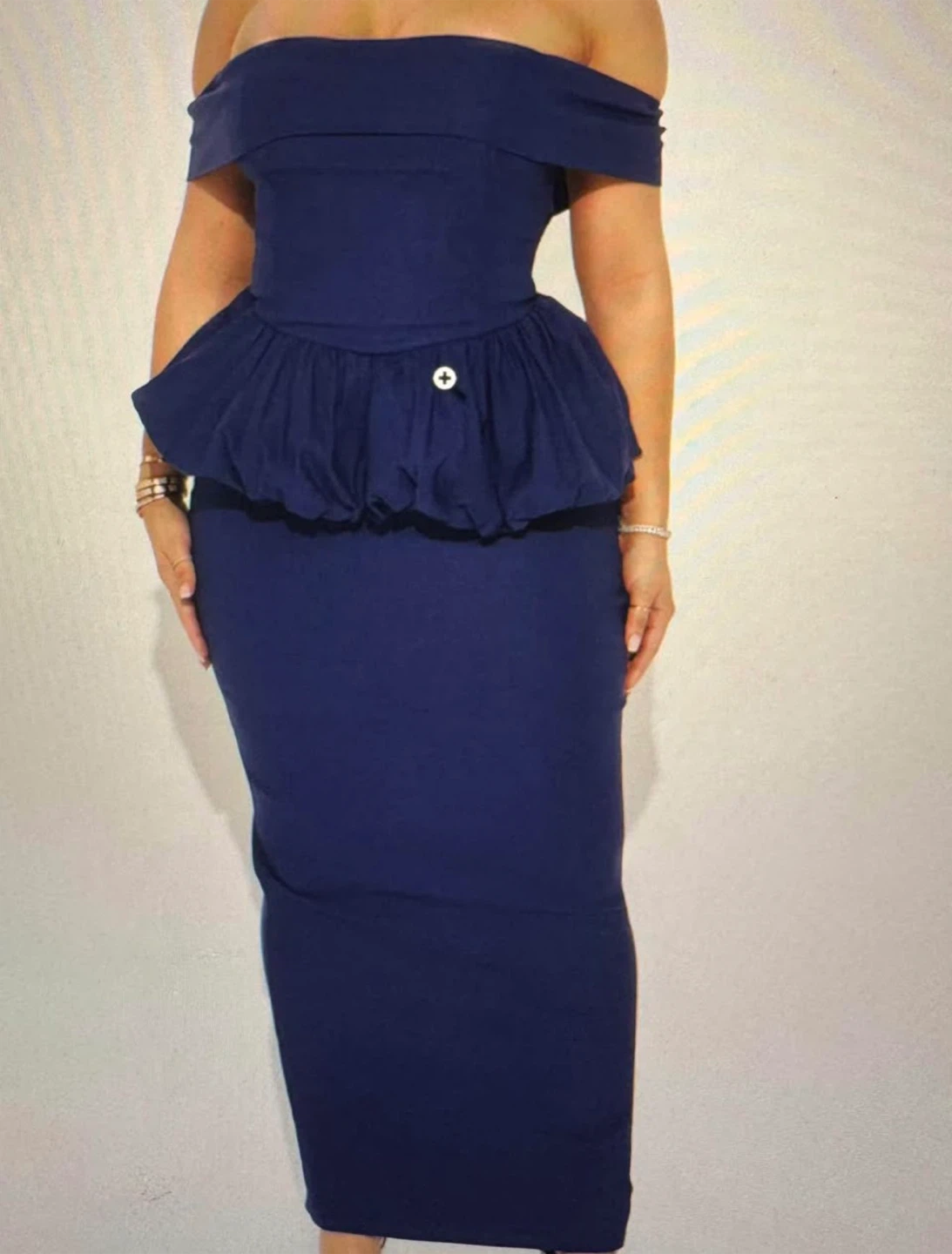 Blue Off-Shoulder Dress