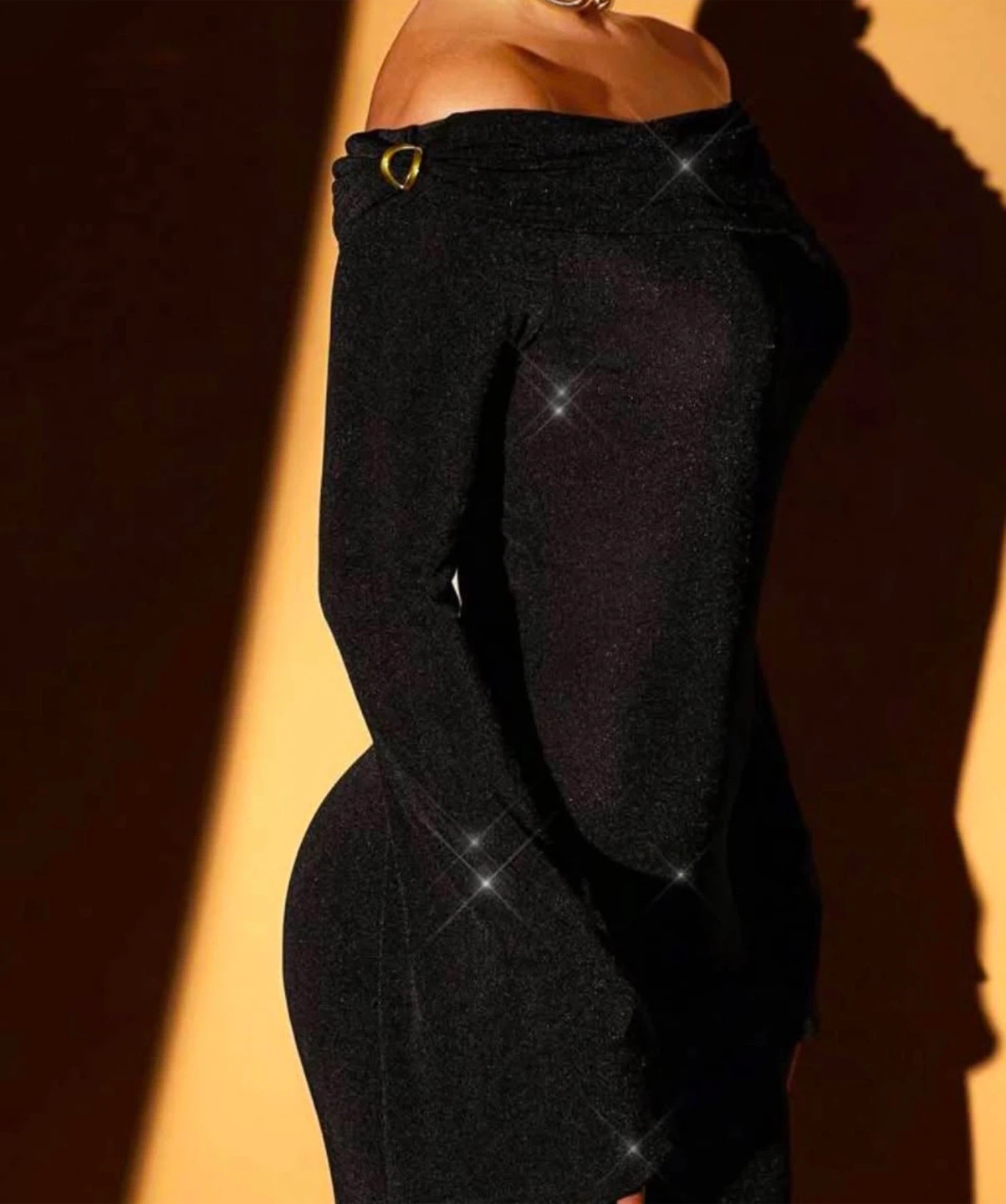Black Off-Shoulder Long Sleeve Dress - photo 4