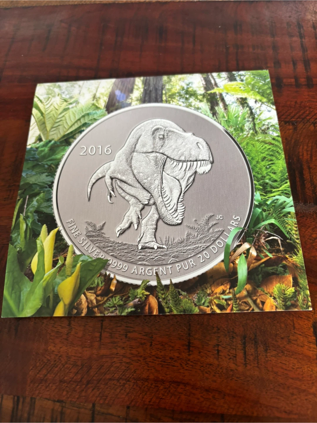 2016 Fine Silver 9999 Tyrannosaurus Rex $20 Coin