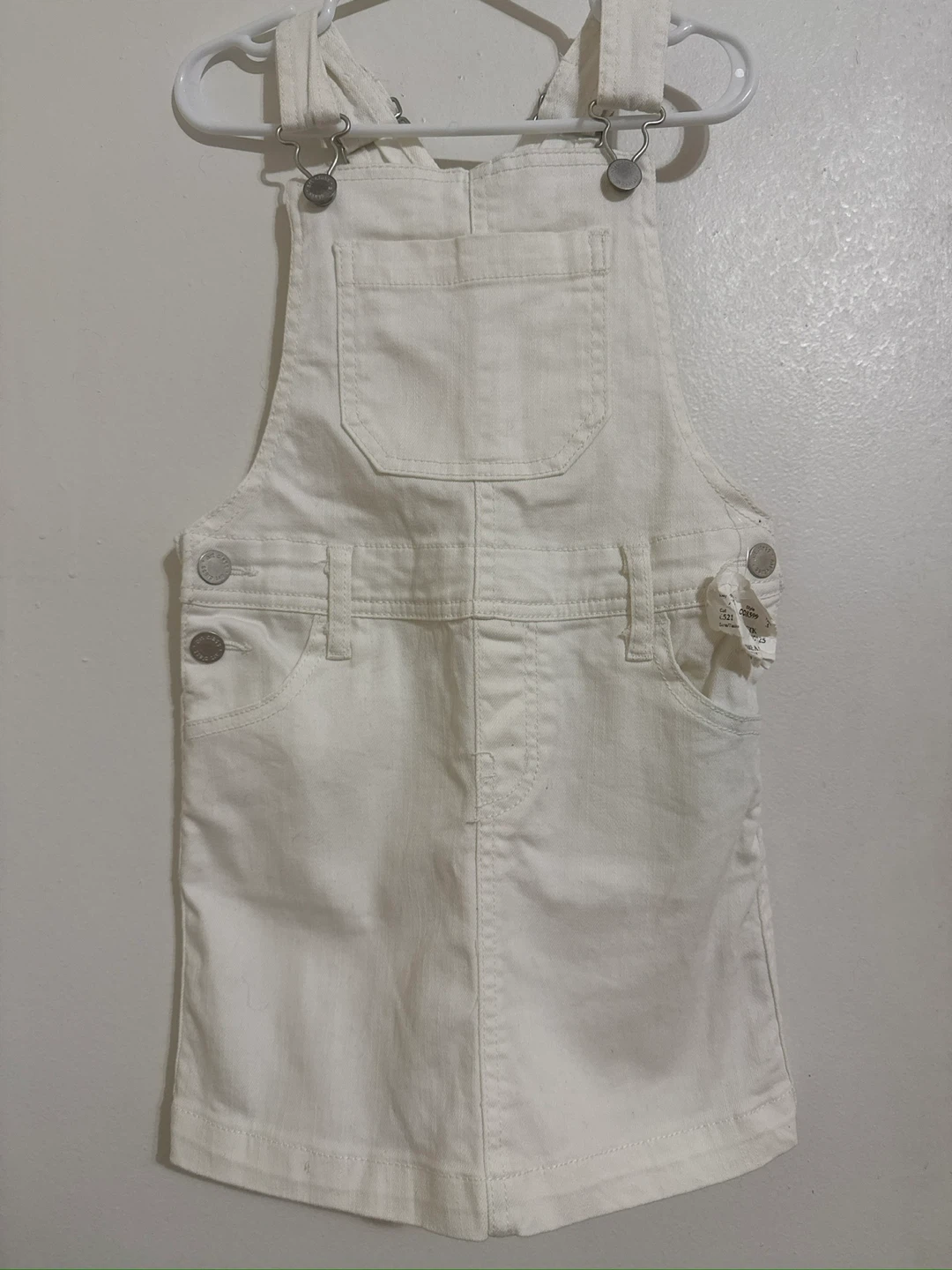Girl's White Denim Overalls Dress size 6