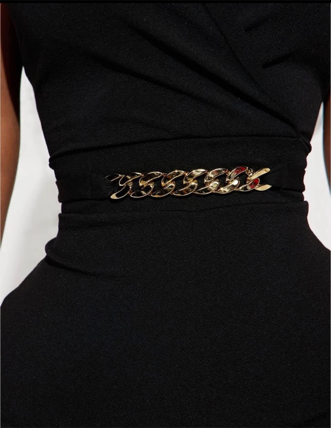 Black Jumpsuit with Gold Chain Belt - photo 5