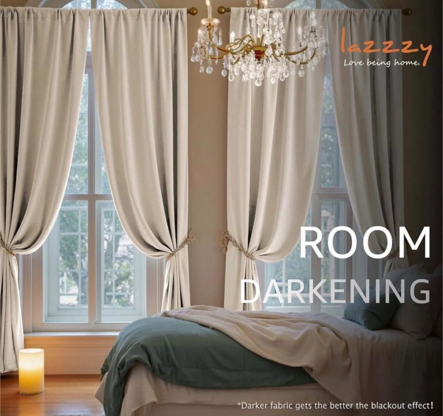 Lazzzy Beige Room Darkening Curtains - 52x84 inch - photo 2