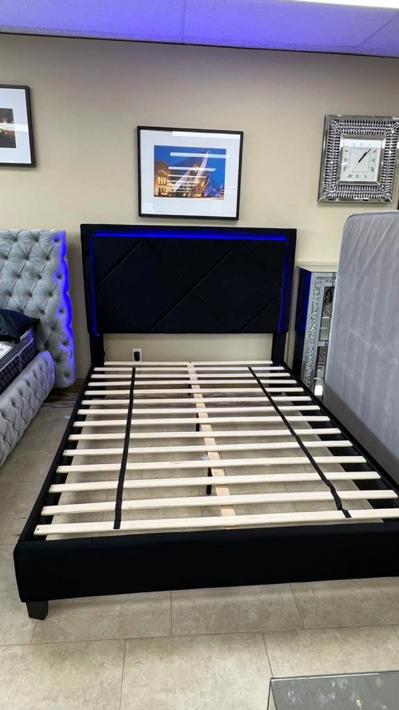 Upholstered Bed Frame with LED Lighting - photo 2