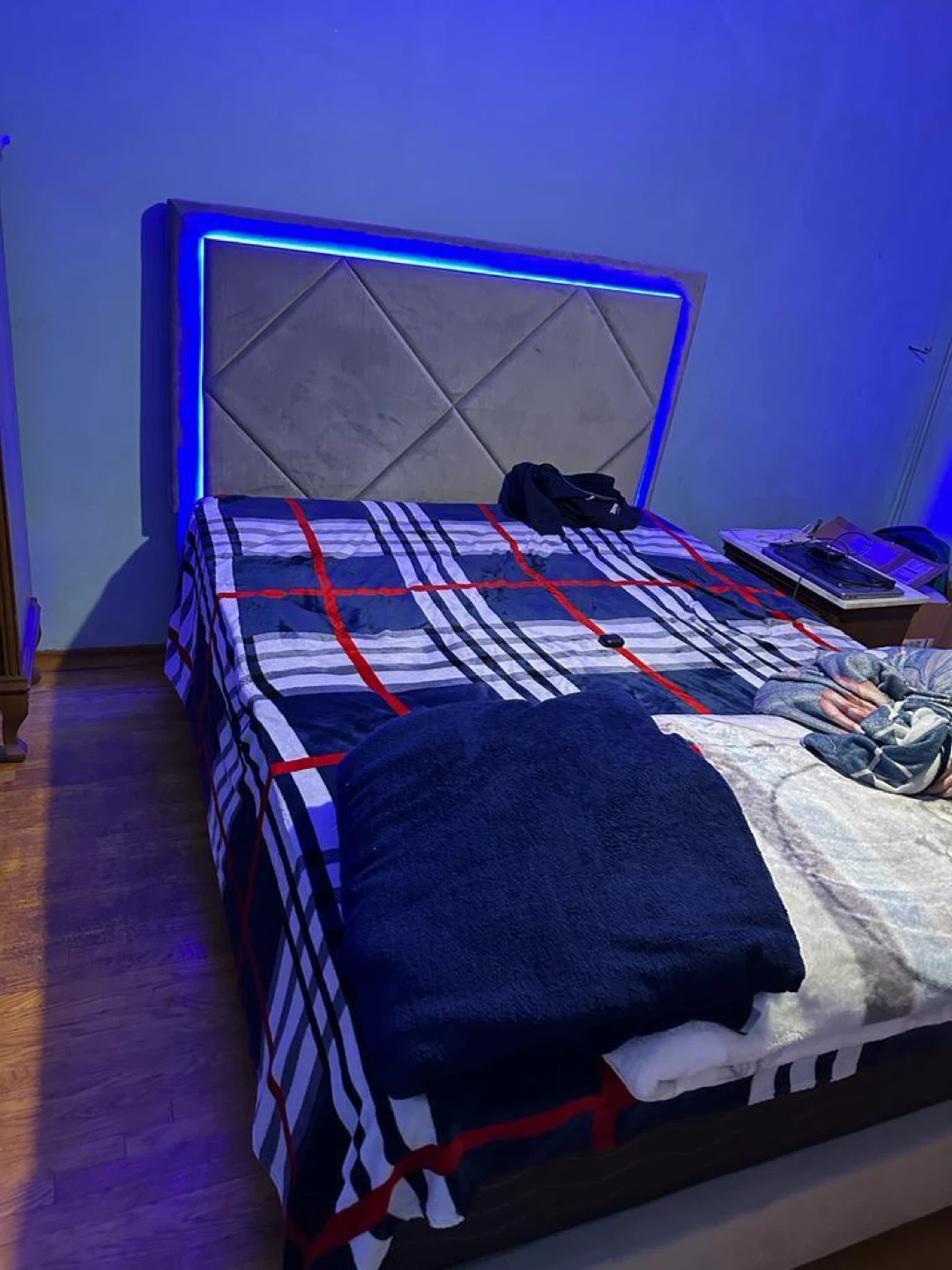 Upholstered Bed Frame with LED Lighting - photo 3