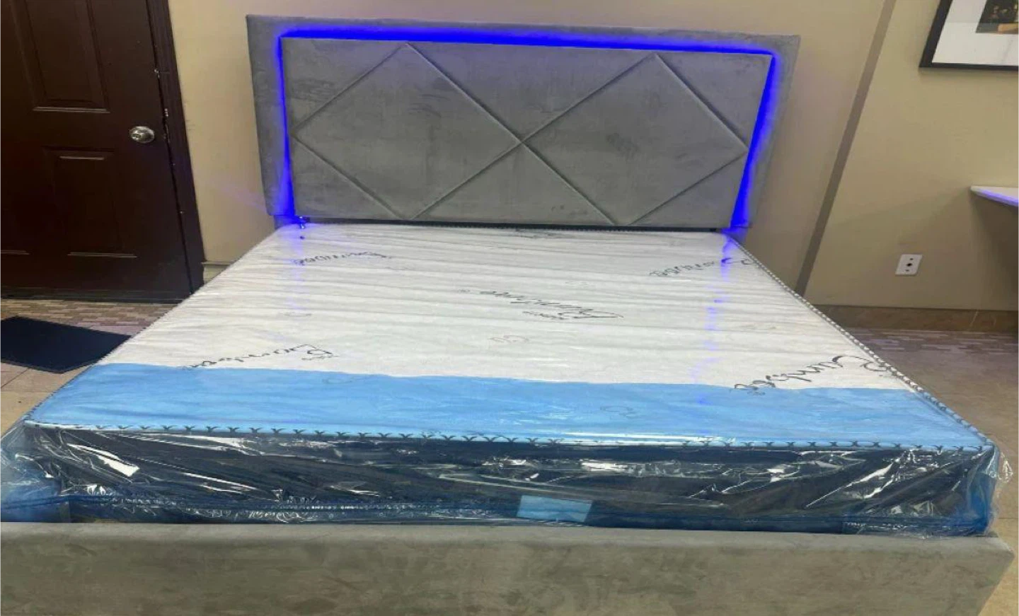 Upholstered Bed Frame with LED Lighting - photo 5