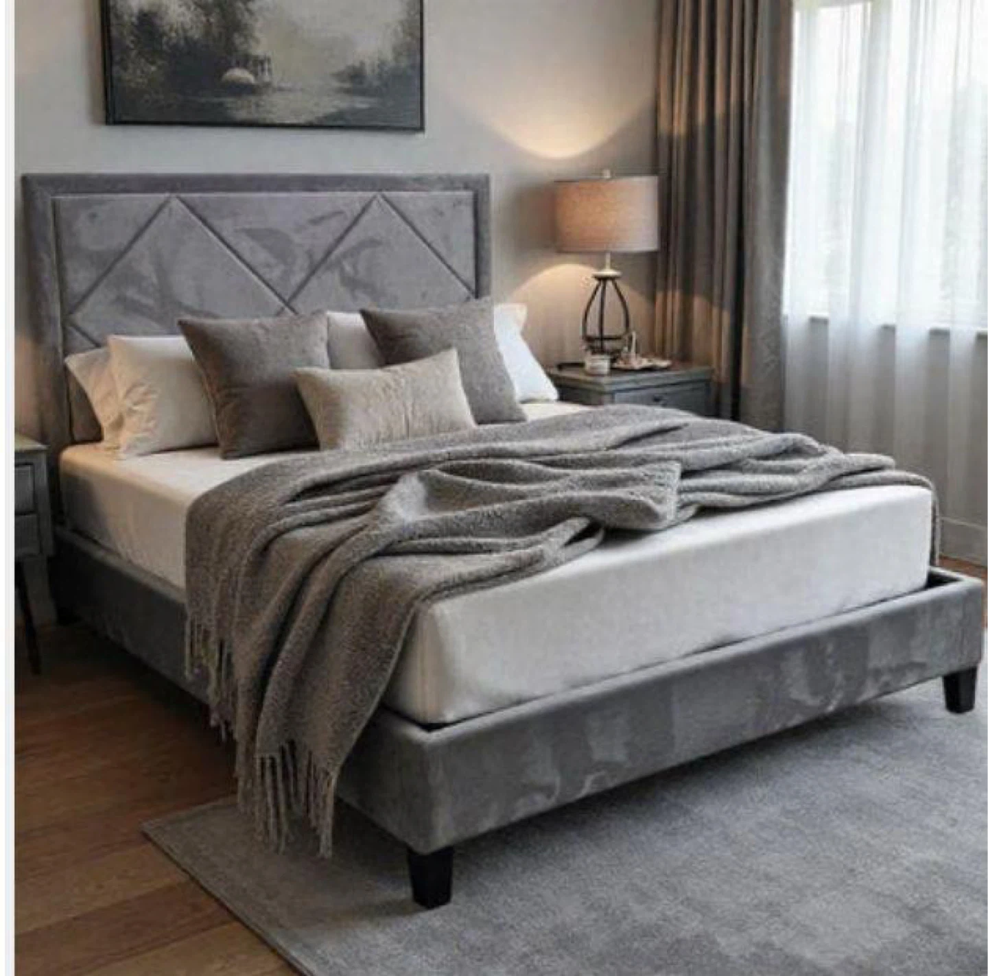 Upholstered Bed Frame with LED Lighting - photo 4