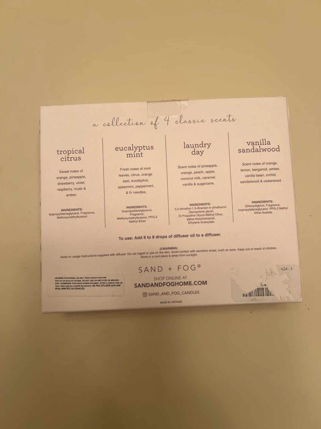 Sand + Fog Fragrance Diffuser Oils - 4 Classic Scents - photo 2
