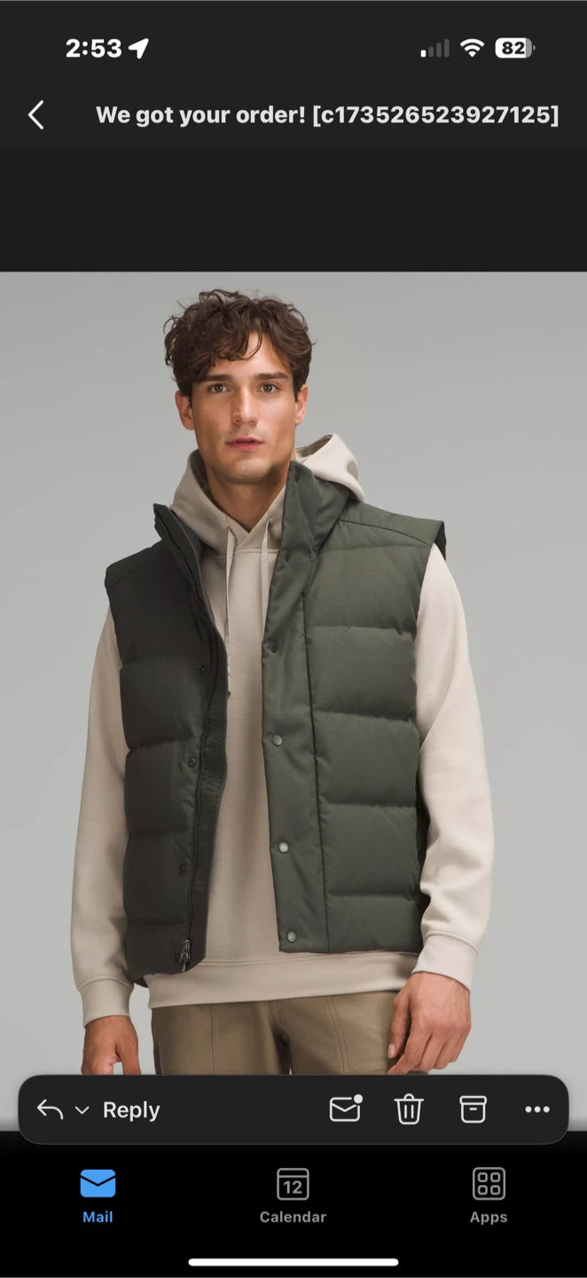 Lululemon Men's Wunder Puff Vest, Olive Green
