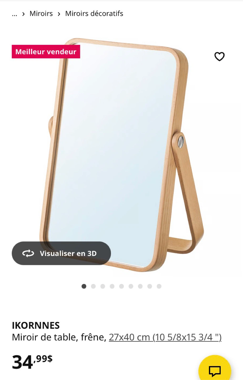 IKEA IKORNNES Table Mirror, Ash Veneer