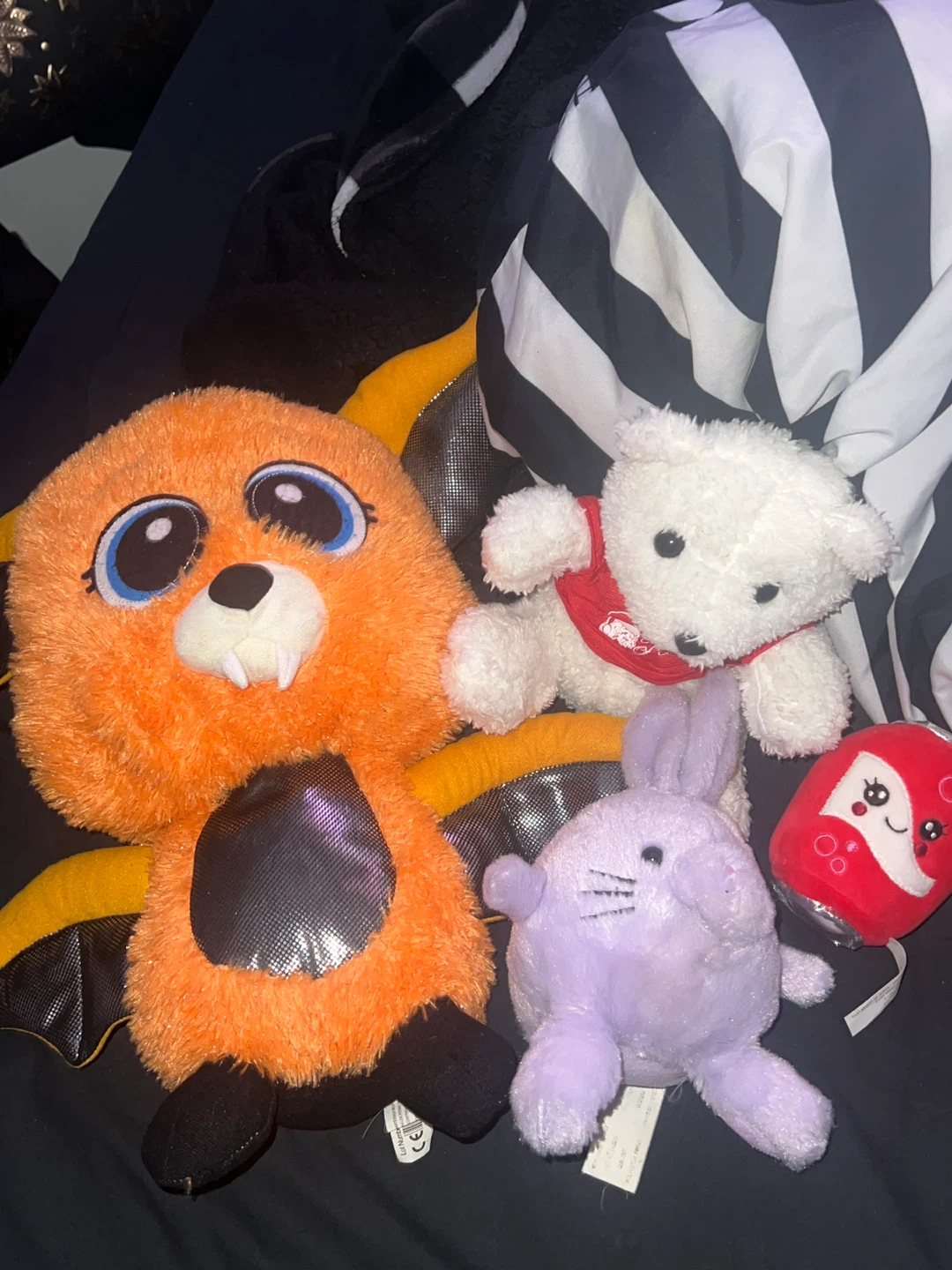 Assorted Plush Toys - Bat, Bear, Bunny Soda can