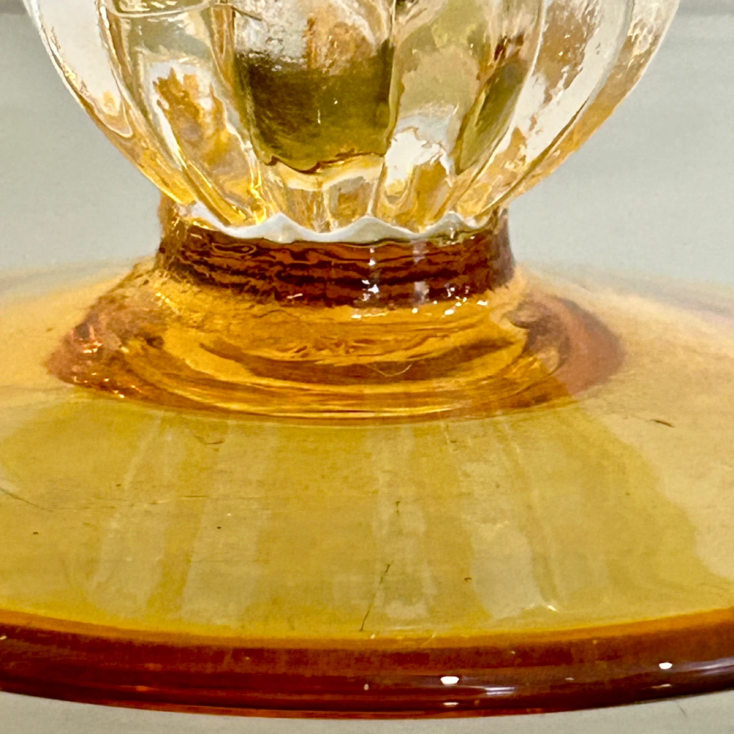 Mid-Century Murano Amber Alabastro Art Glass Tazza Bowl - photo 4