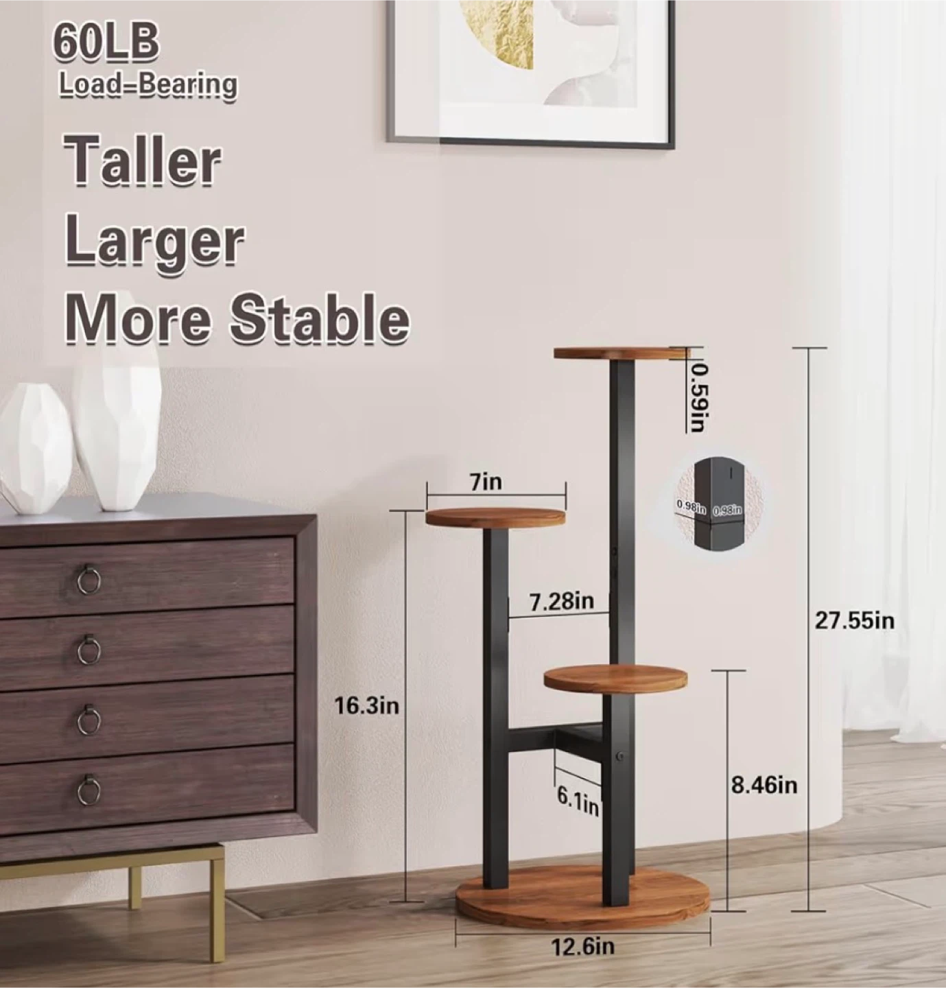 3-Tier Plant Stand Indoor, Tall Plant Shelf - photo 2