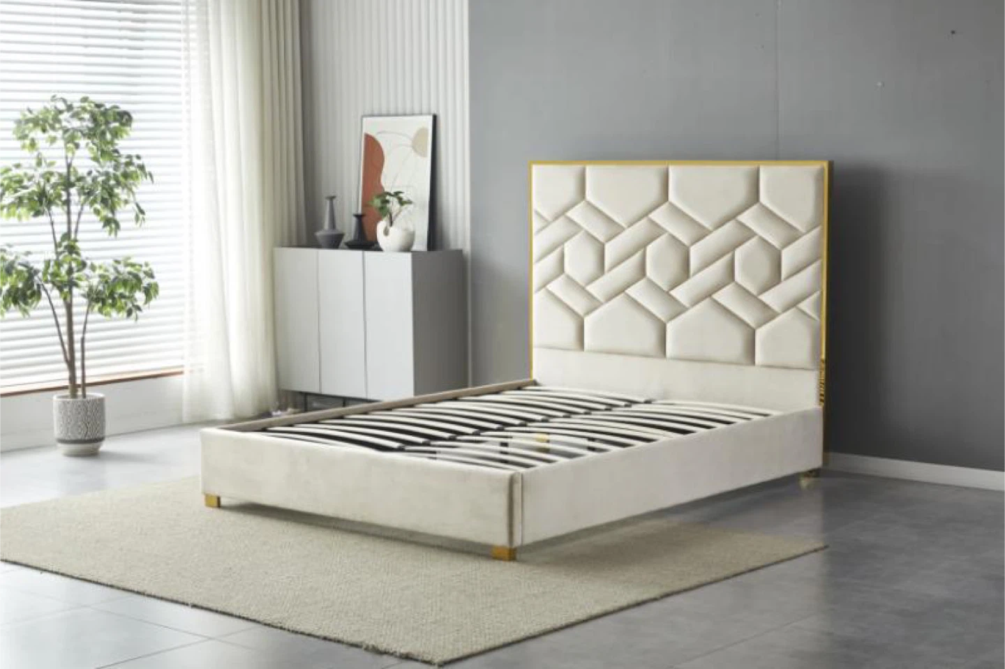Upholstered Platform Bed Frame - Queen Size