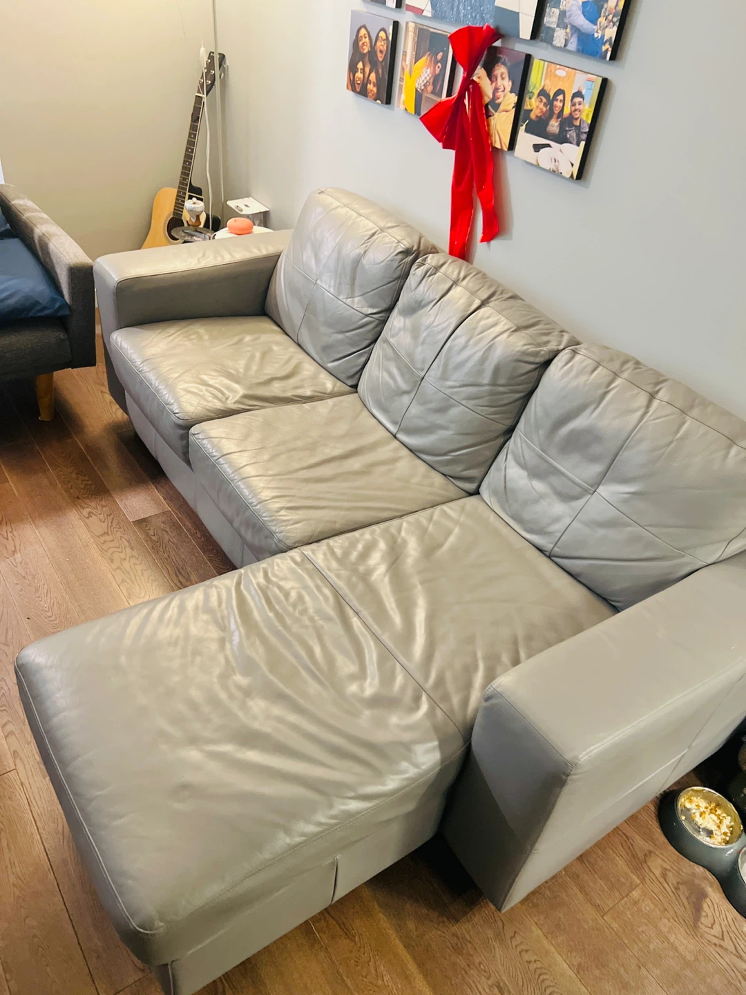Gray Leather Sectional Sofa