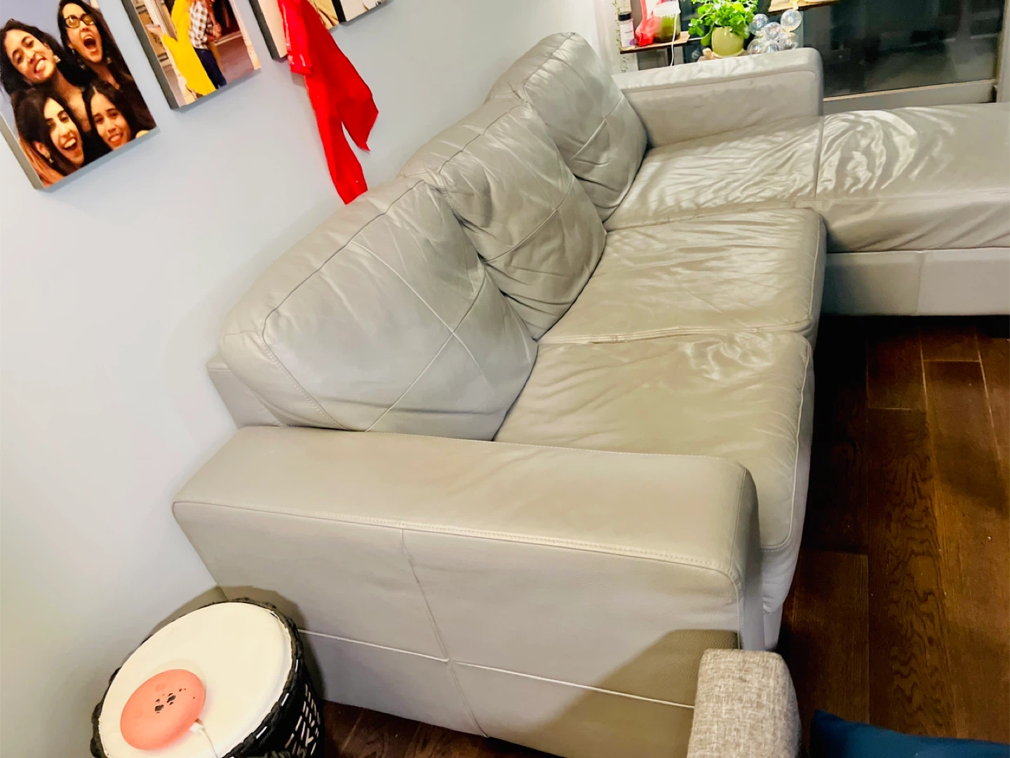 Gray Leather Sectional Sofa - photo 3