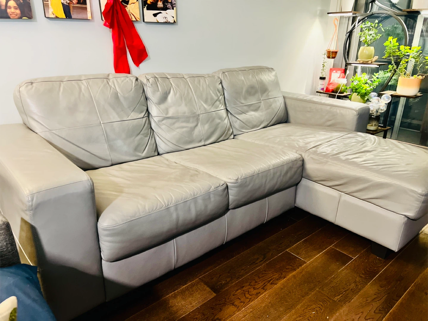 Gray Leather Sectional Sofa - photo 2