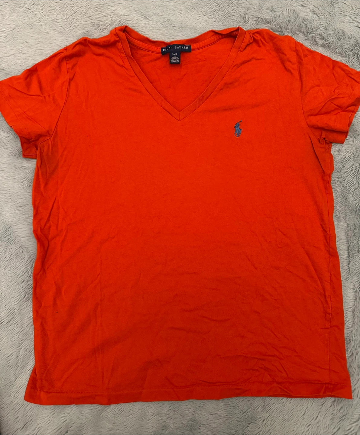Ladies Ralph Lauren Orange V-Neck Tee - L