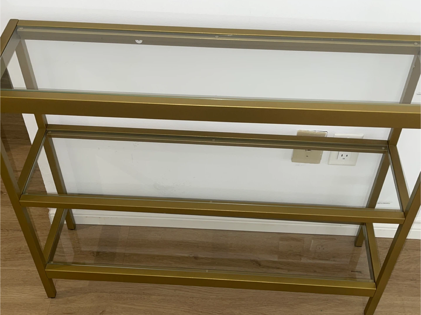 Gold Metal & Glass Console Table - photo 3