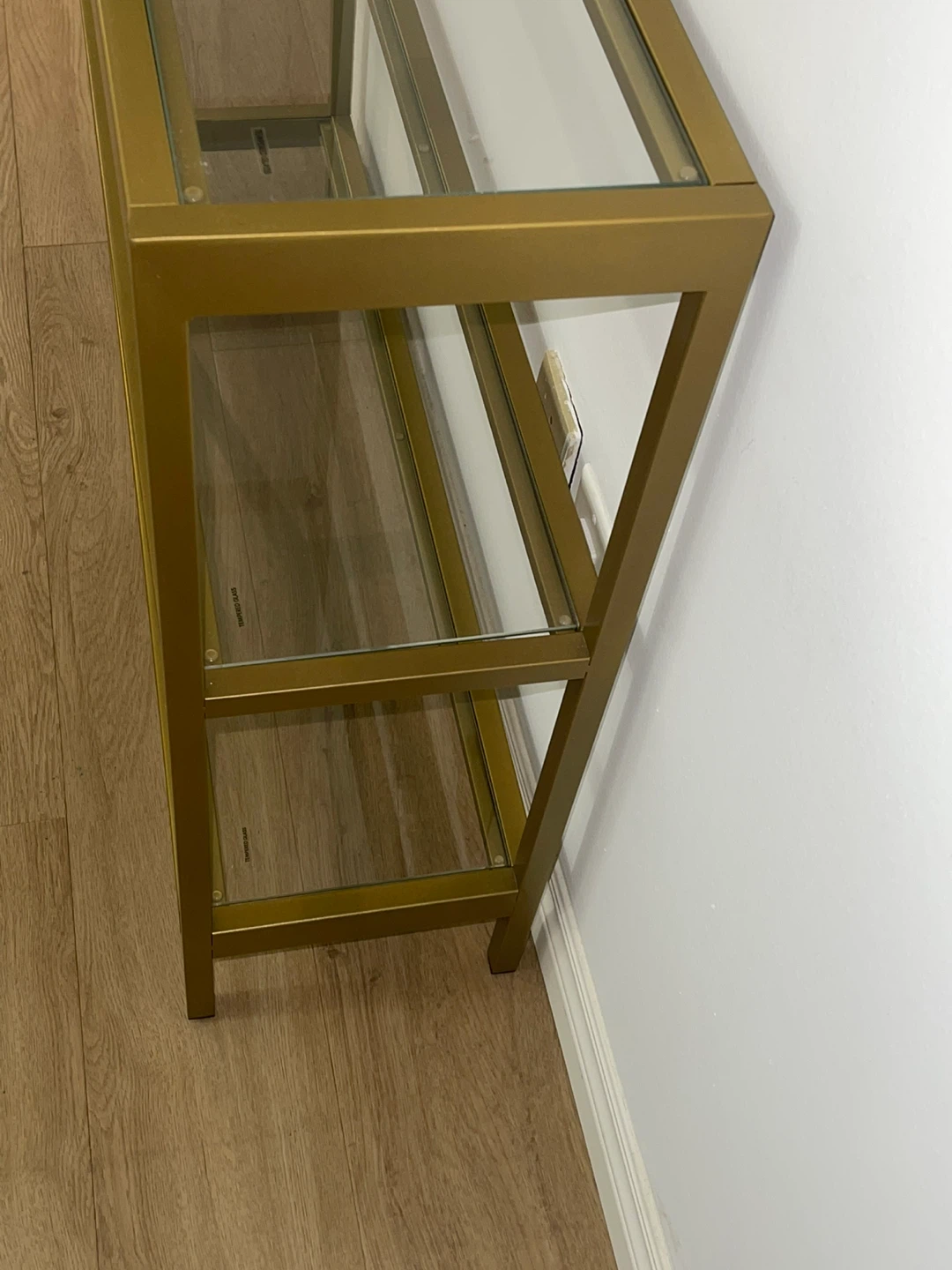 Gold Metal & Glass Console Table - photo 2