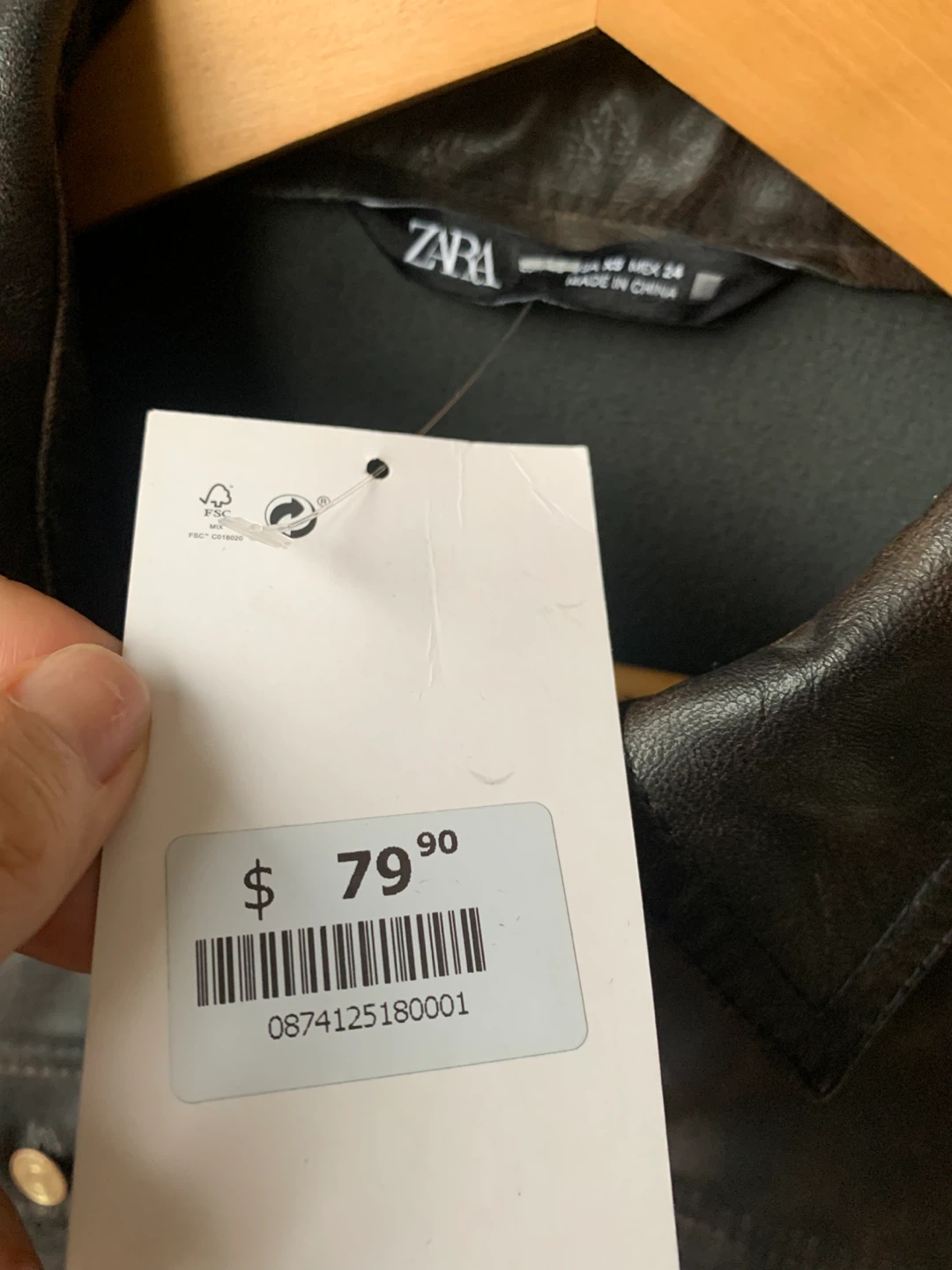 ZARA Brown Faux Leather Mini Dress XS - photo 3