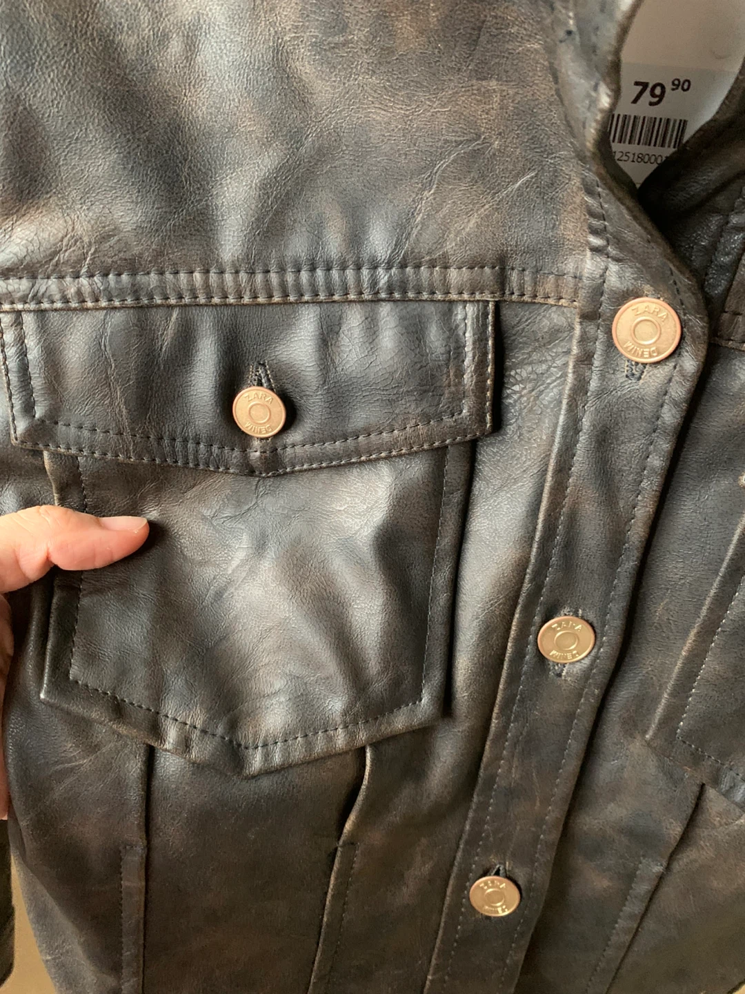 ZARA Brown Faux Leather Mini Dress XS - photo 4