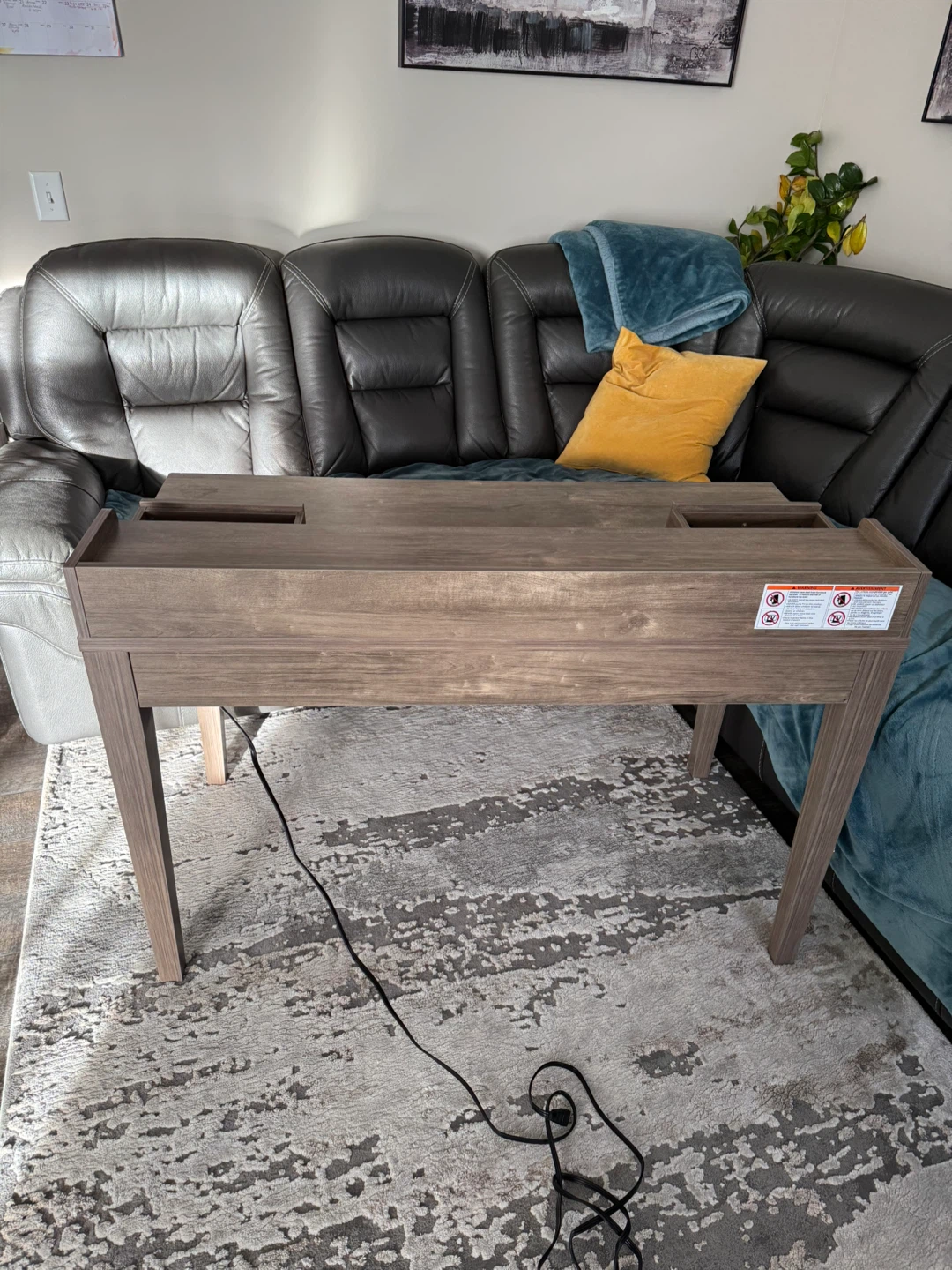 Wooden Desk with Built-in USB Ports - photo 3