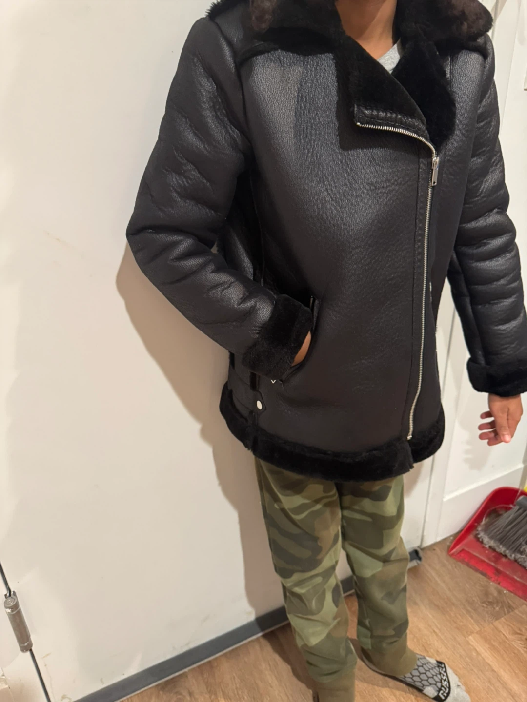 Aqua Girl Black Faux Leather Jacket - Size M