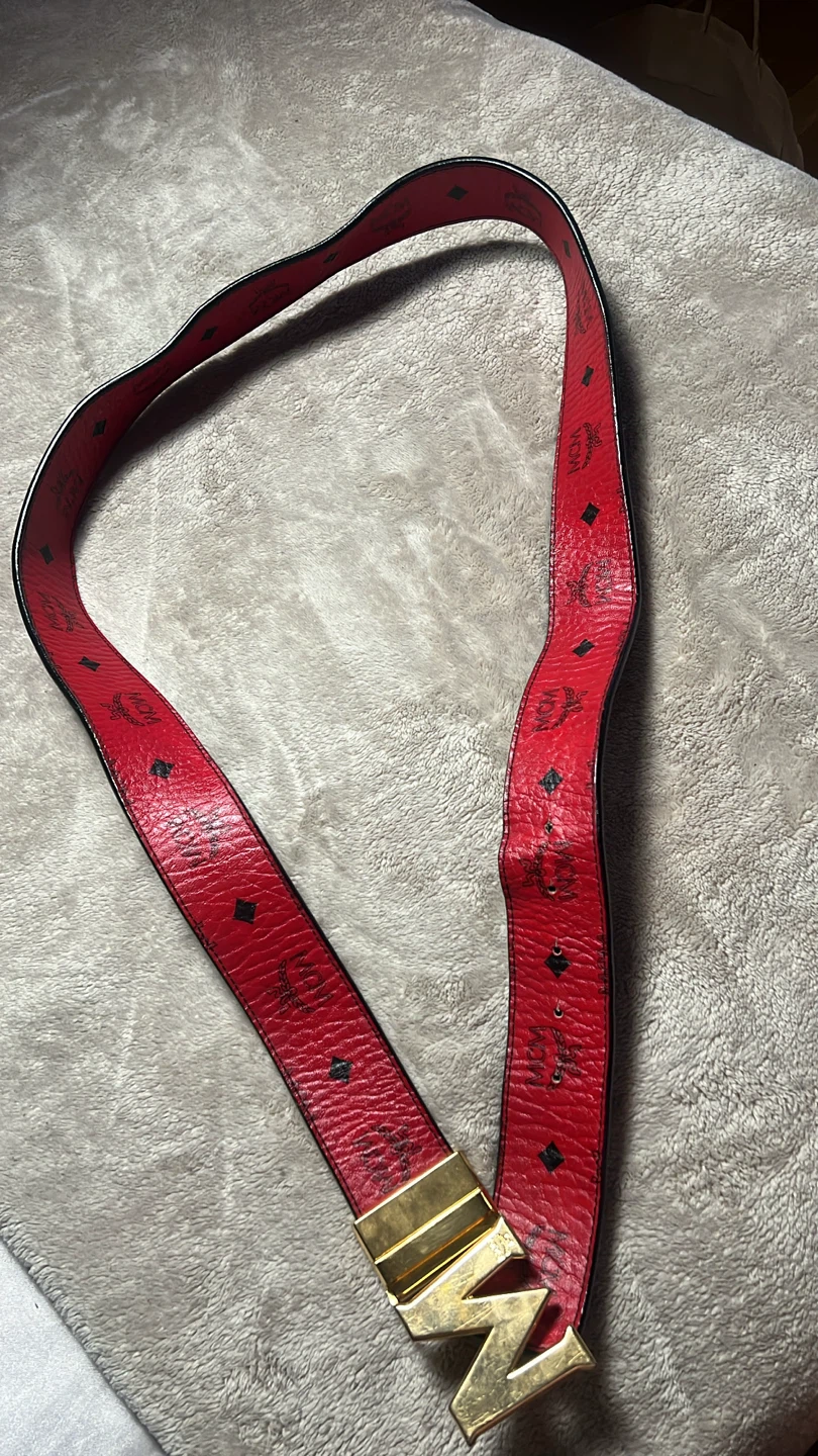 MCM Red Leather Belt - photo 2