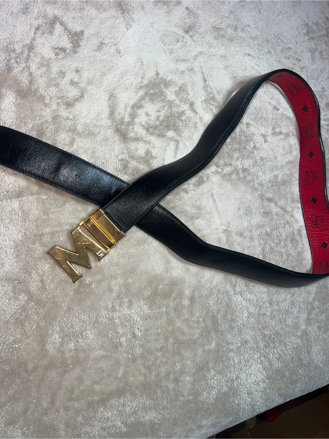 MCM Red Leather Belt