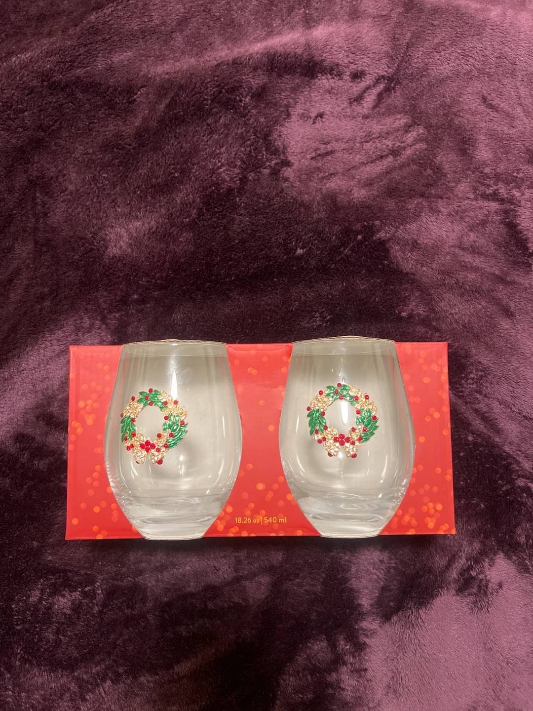 Merry Christmas Stemless Wine Glasses - Set of 2