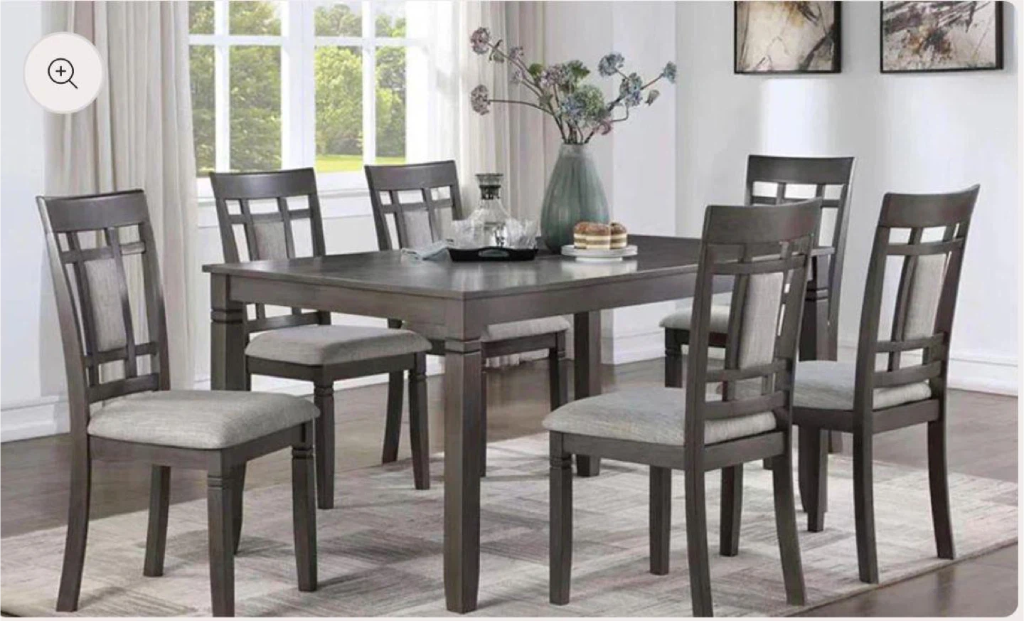 Dining Table Set with 6 Chairs - Grey