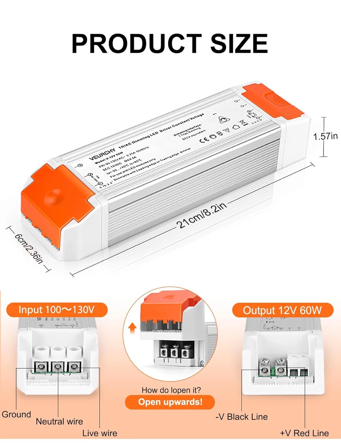 VEURCHR Triac Dimming LED Driver 12V 60W - photo 3