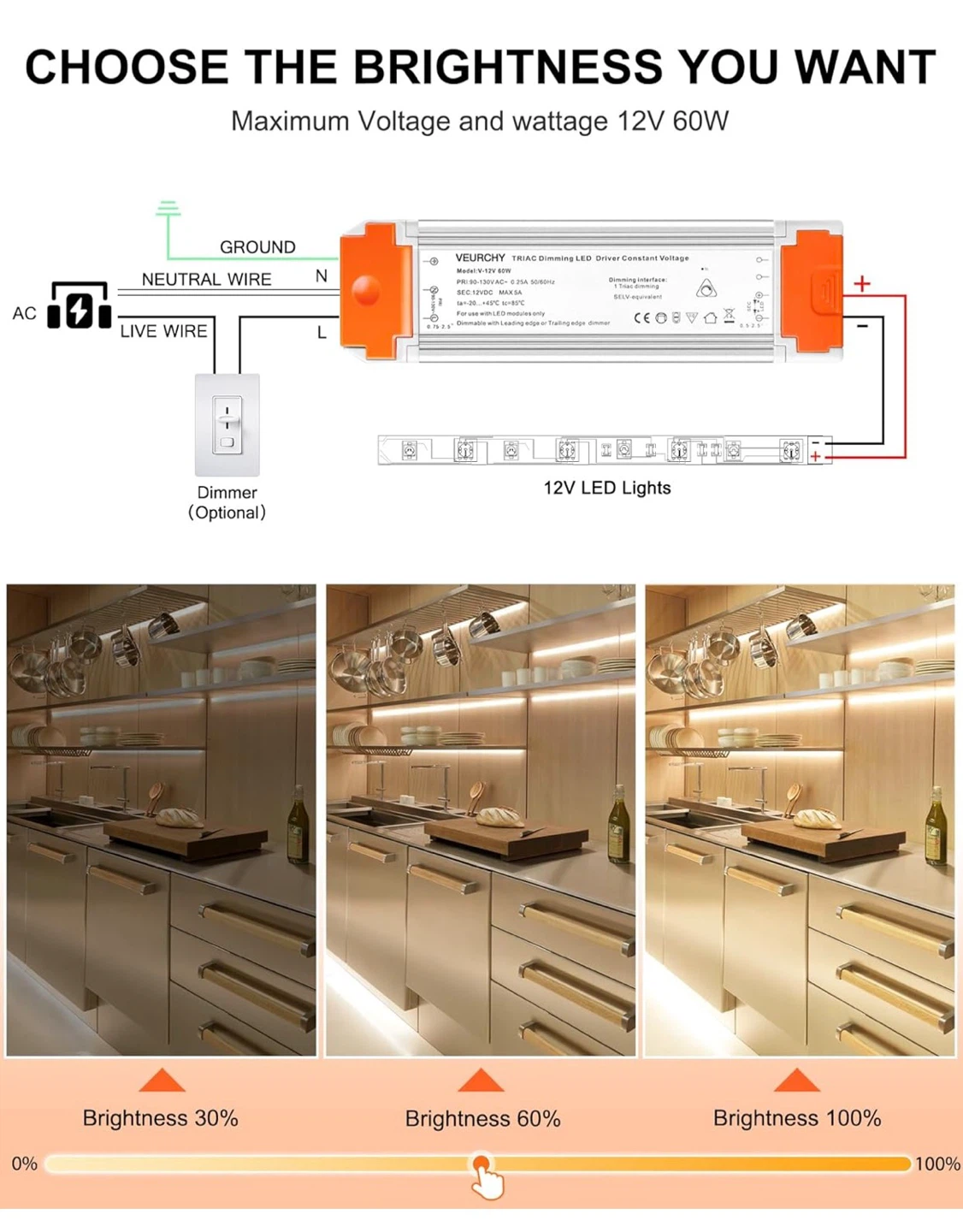 VEURCHR Triac Dimming LED Driver 12V 60W - photo 5