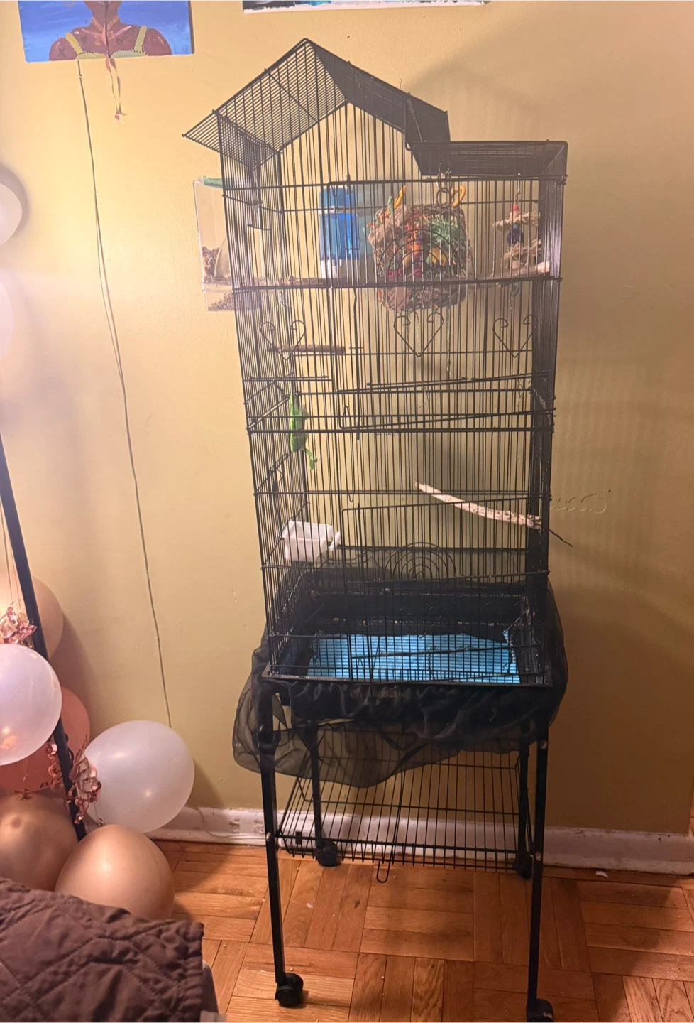 Black Rolling Bird Cage - 39" Height