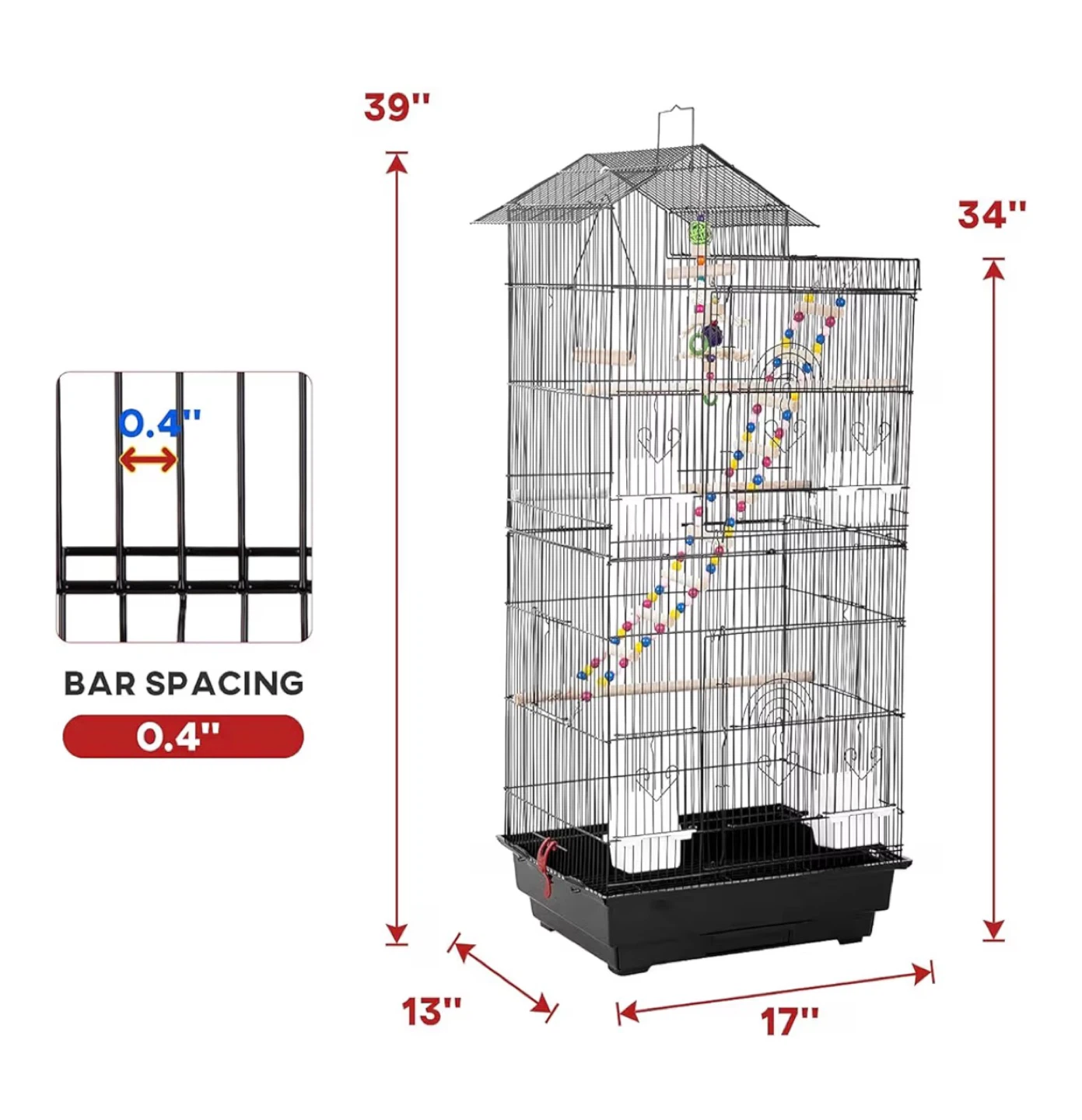 Black Rolling Bird Cage - 39" Height - photo 2