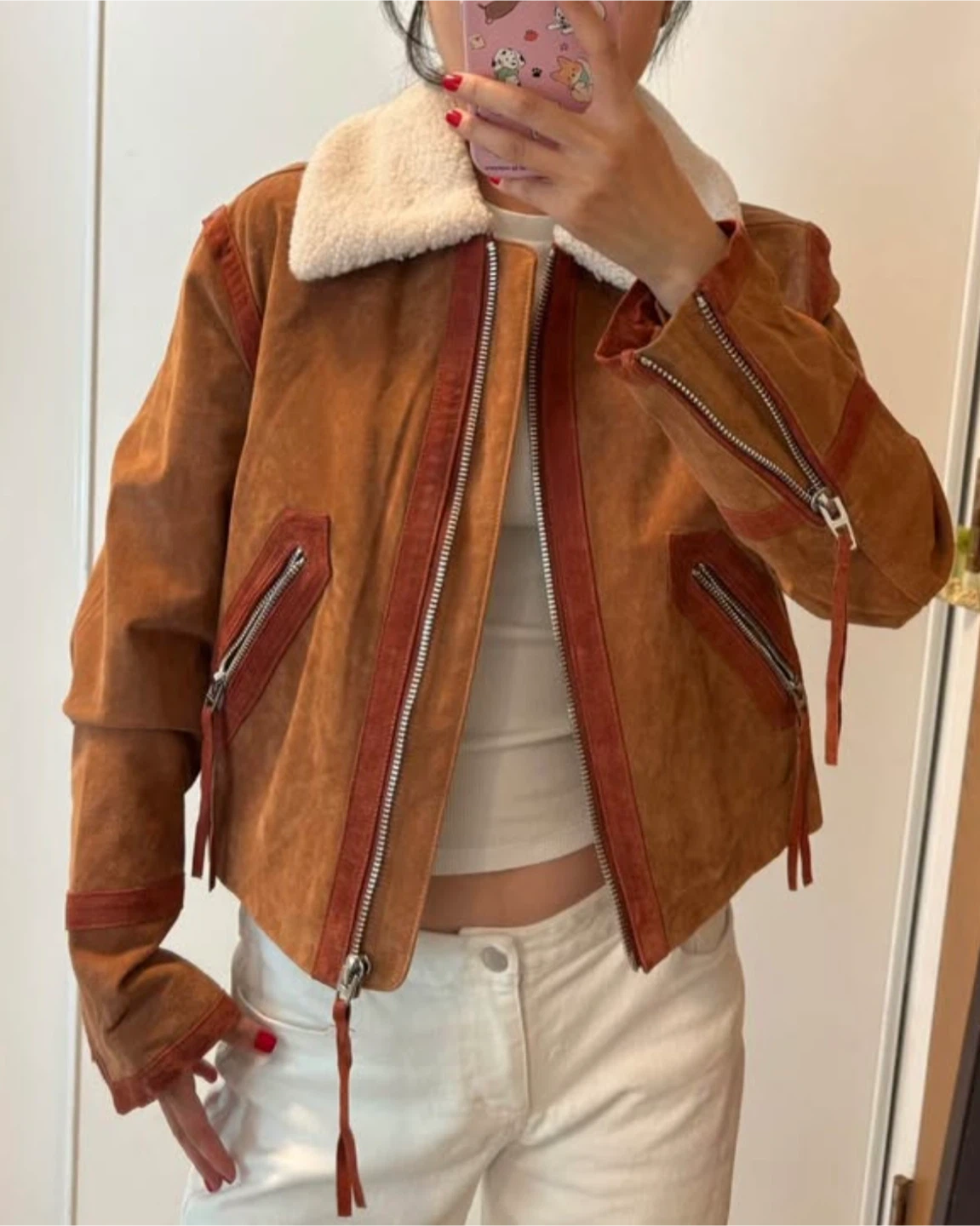 Suede Leather Jacket - Size M