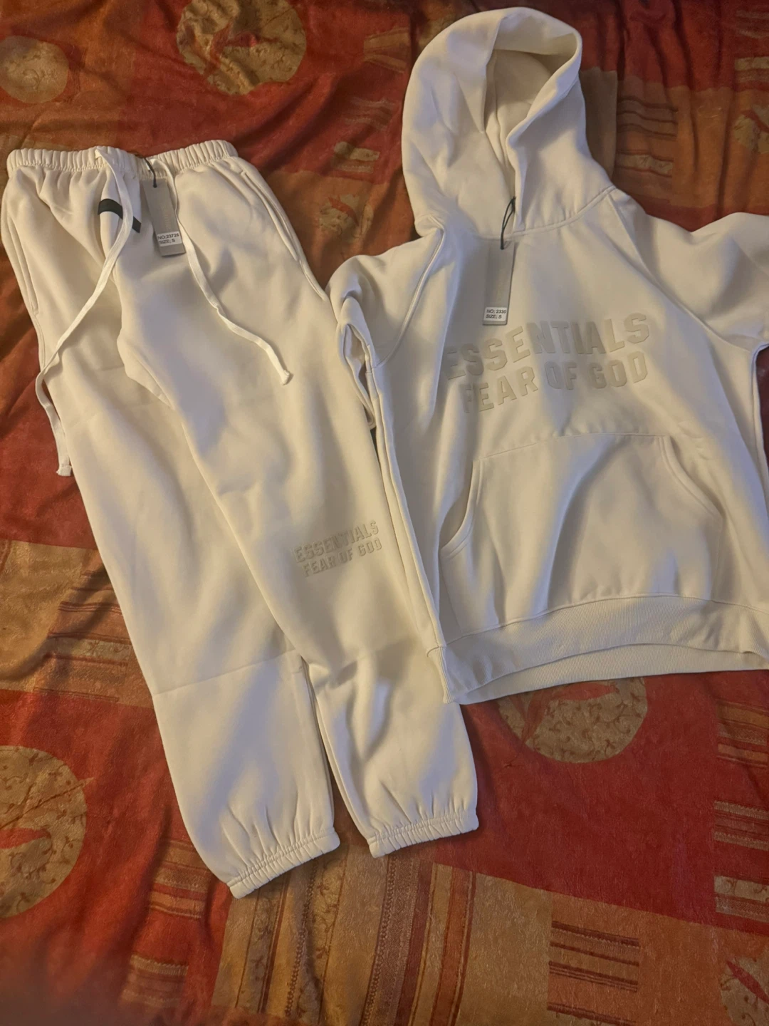 Essentials Fear of God White Hoodie & Sweatpants Set - Size S