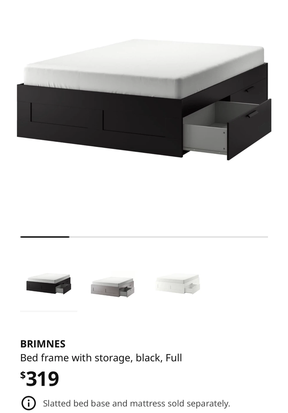 IKEA Brimnes Full Bed Frame with Storage - Black