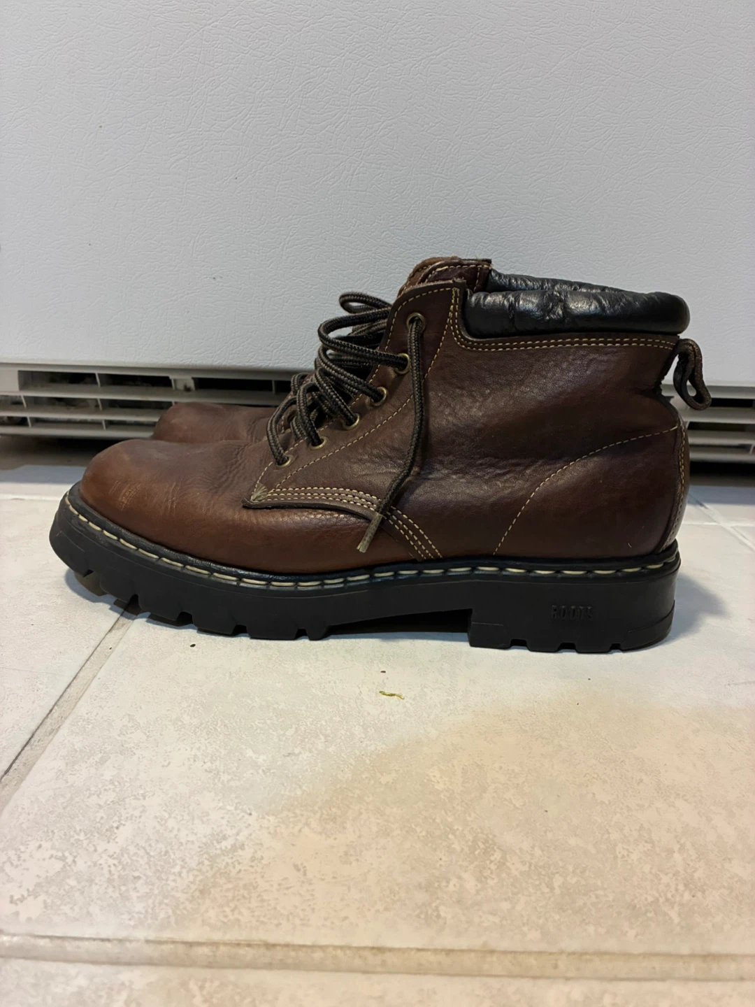 Roots Brown Leather Work Boots, Size 10 men’s