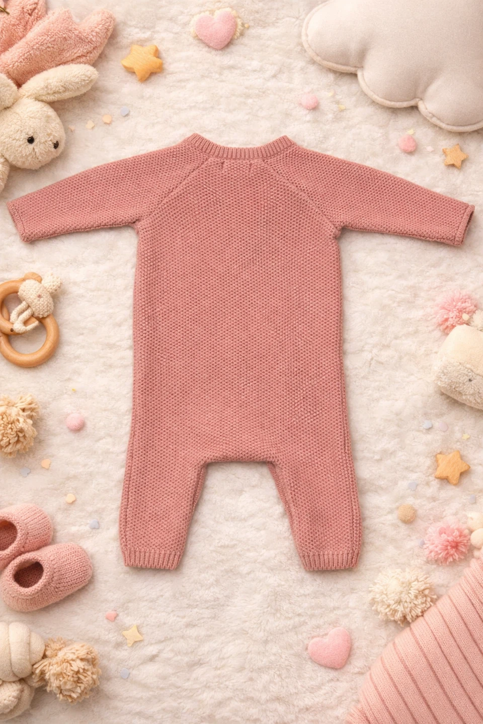 Pink Knit Baby Romper - 3-6 months - photo 2