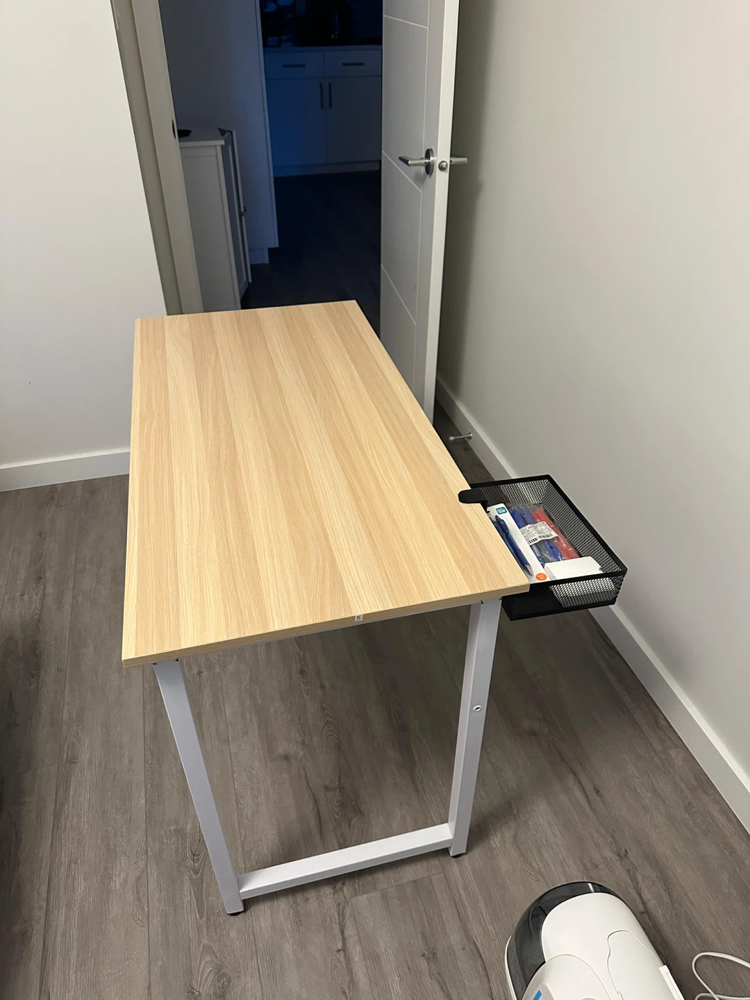 Light Wood & White Metal Desk - photo 2