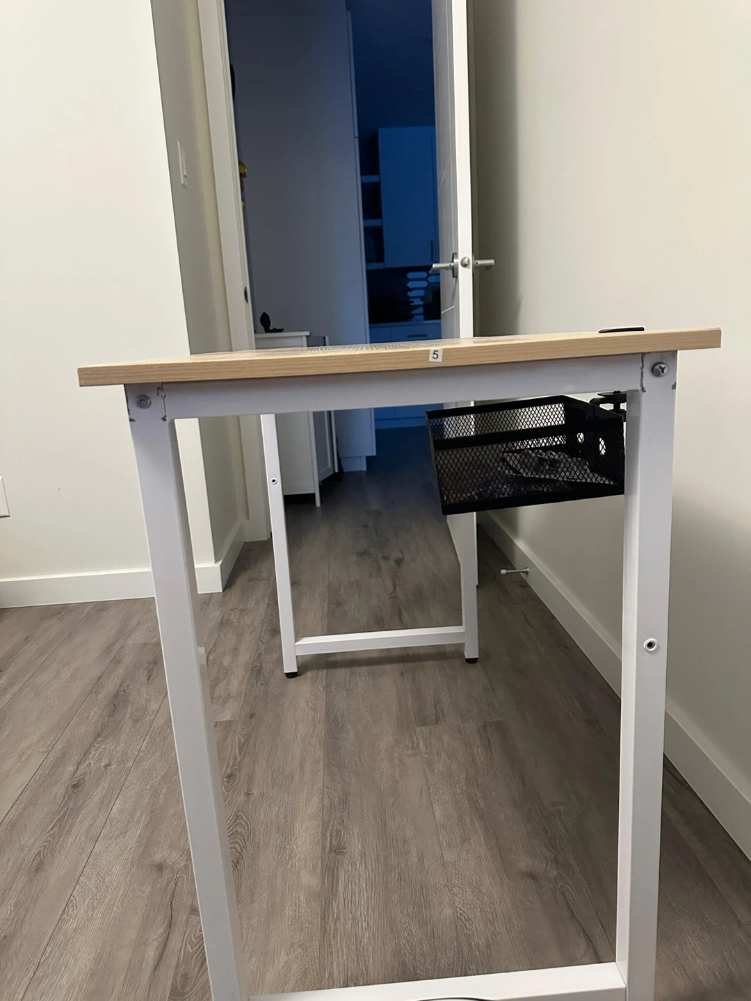 Light Wood & White Metal Desk - photo 3