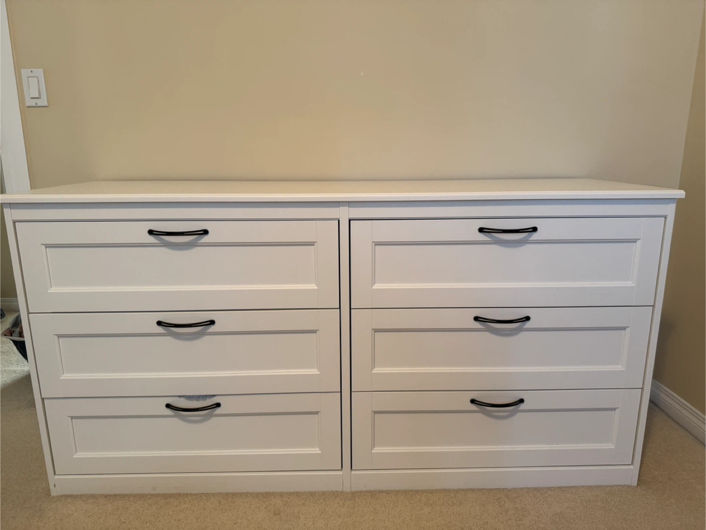 IKEA Songesand White Dresser & 2 Nightstand