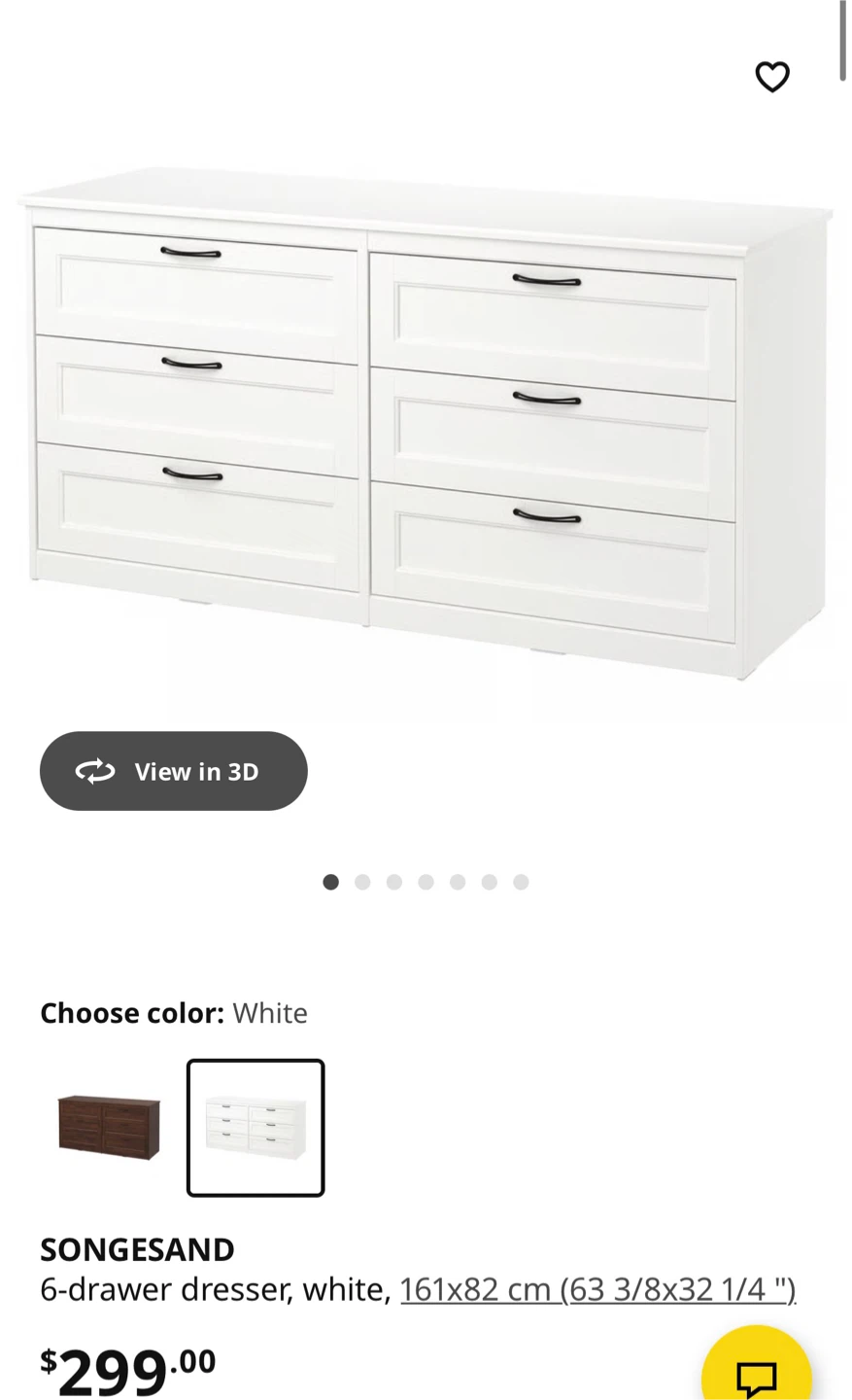 IKEA Songesand White Dresser & 2 Nightstand - photo 5