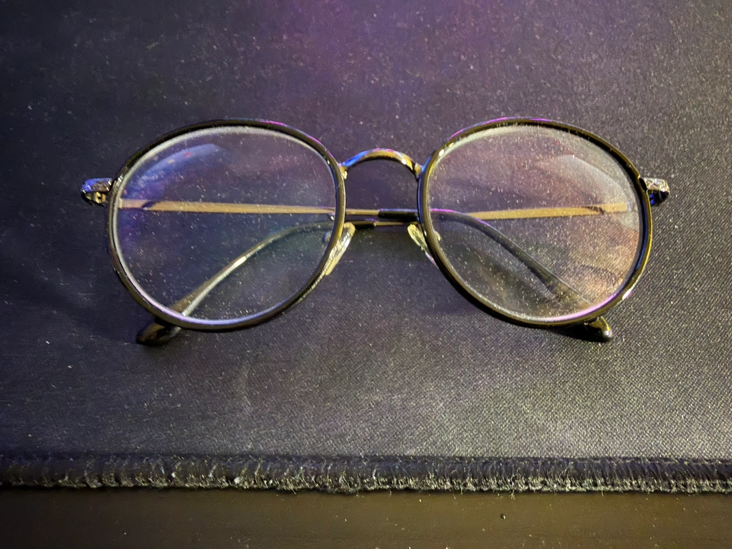 Round Frame Glasses - Black - Large