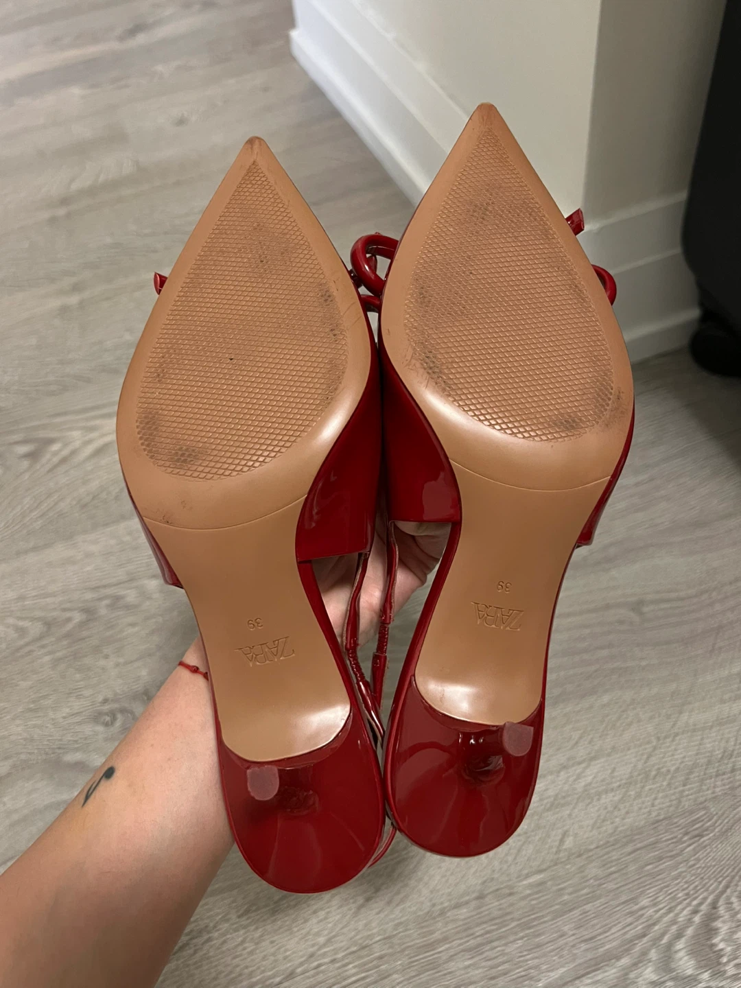 Zara Red Slingback Heels - Size 39 - photo 3