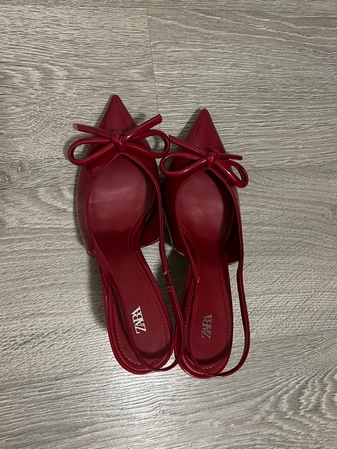 Zara Red Slingback Heels - Size 39