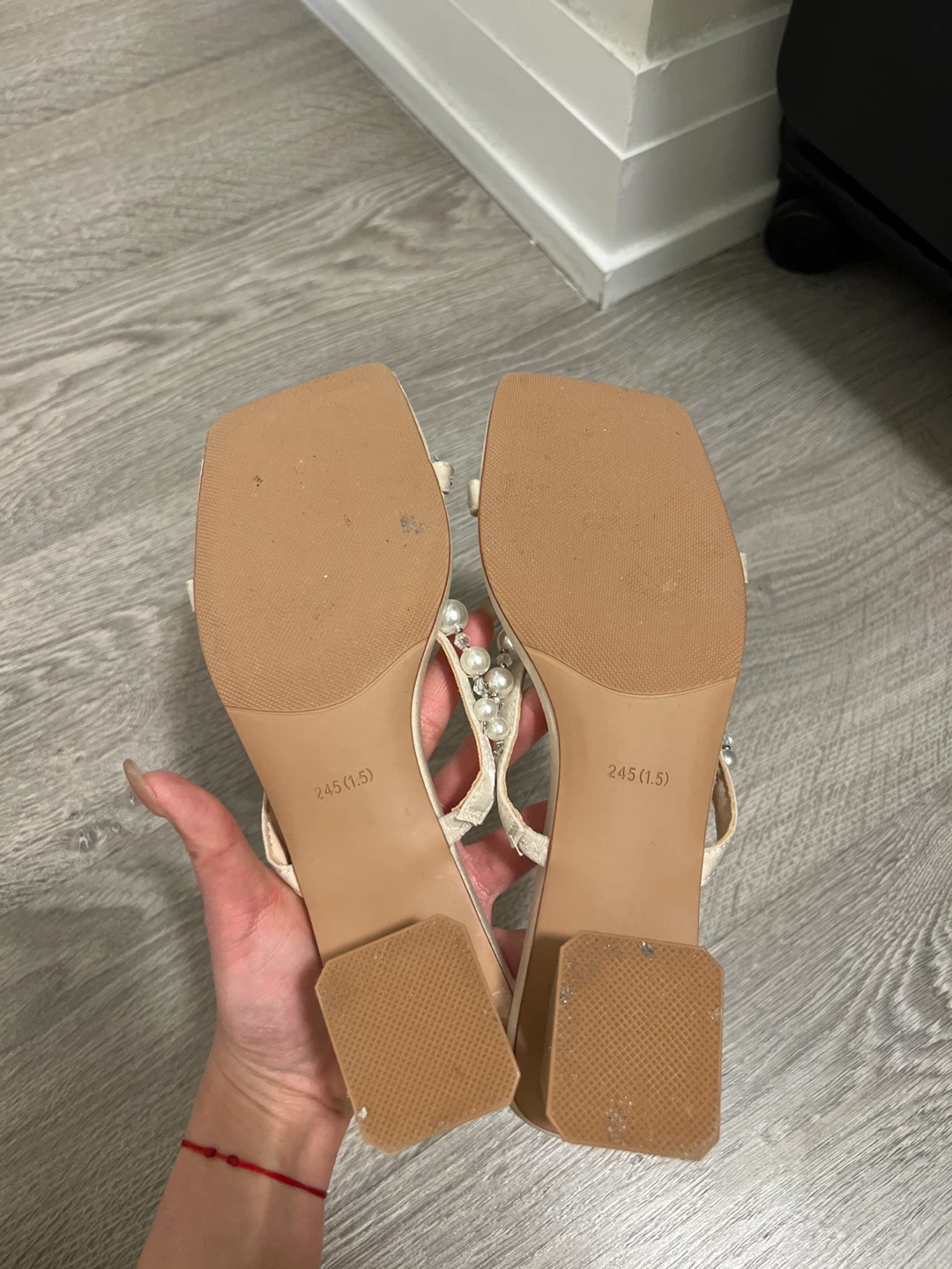 Pearl Strap Block Heel Sandals - photo 4