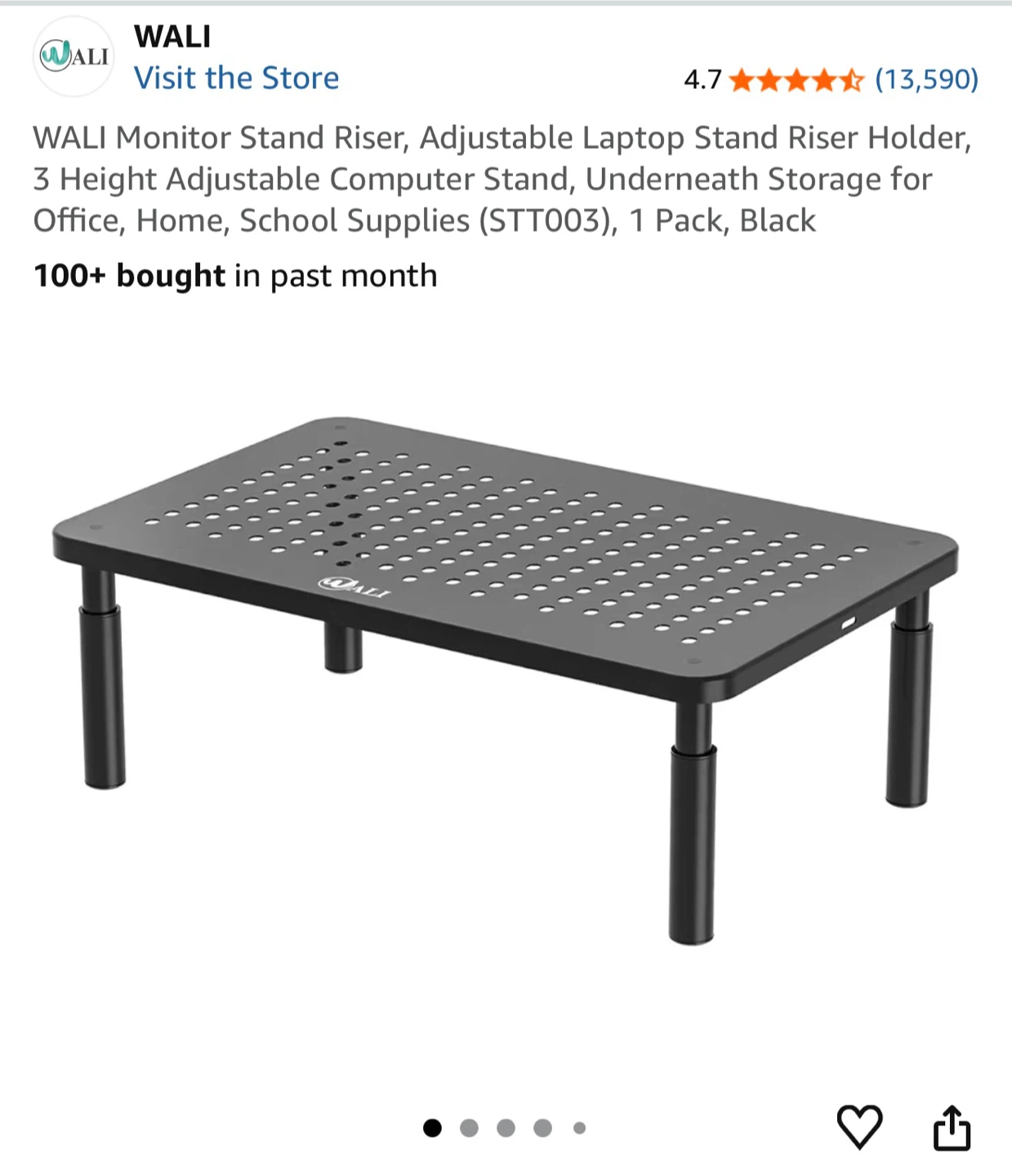 WALI Monitor Stand Riser - Adjustable Black