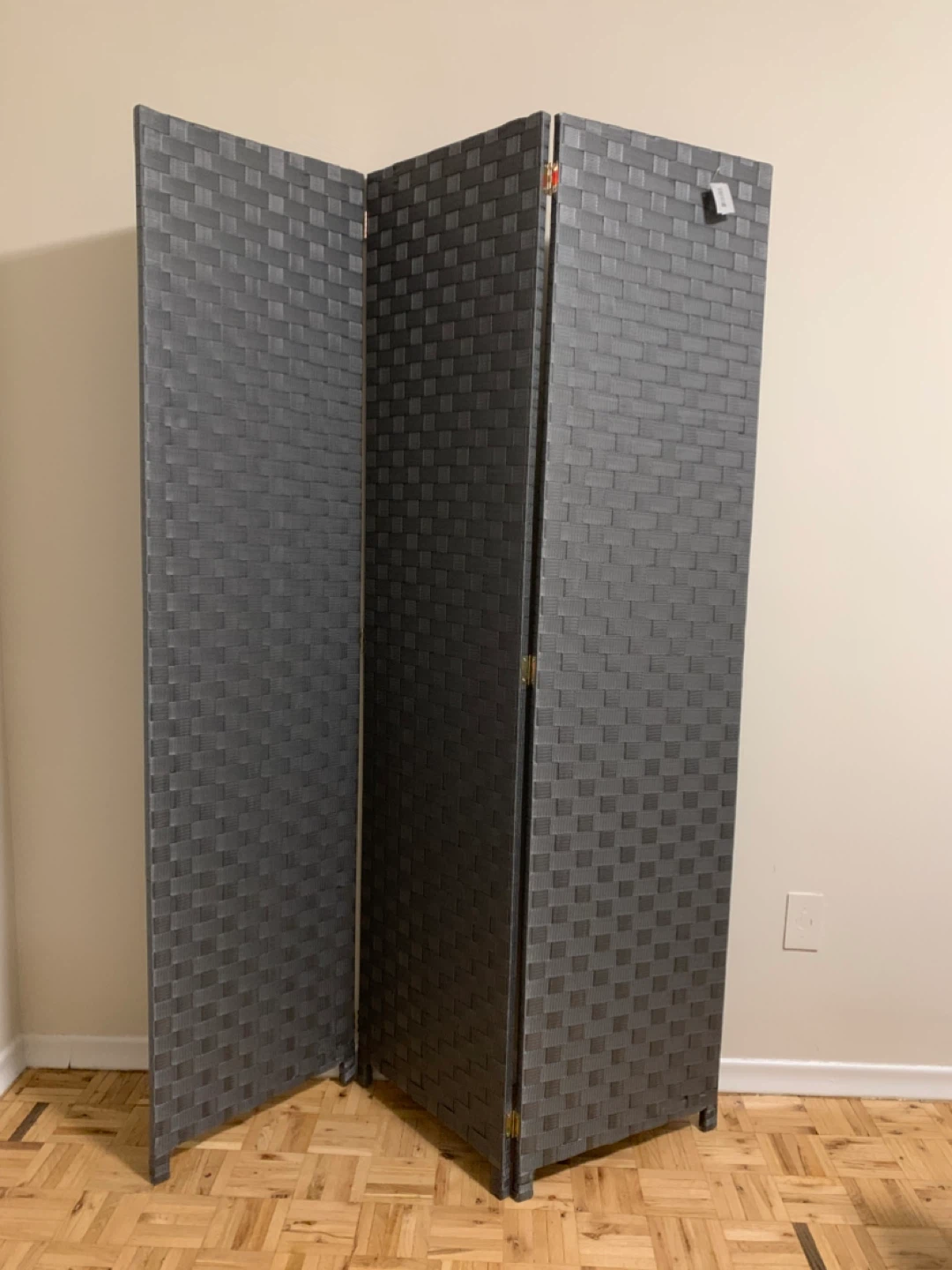 Grey Woven Room Divider Screen